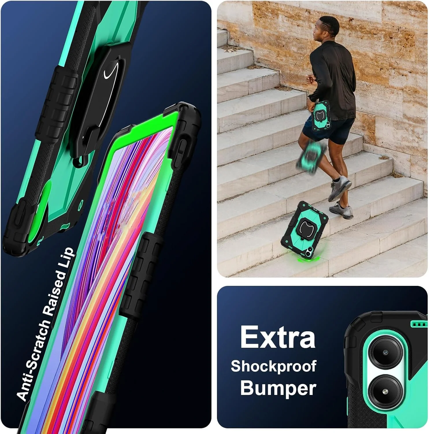 کیف تبلت مسافرتی سازگار با شیائومی پوکو پد 12.1 اینچ 2024، کیف محافظ بادوام و مقاوم در برابر ضربه 12.1 اینچی مناسب برای کودکان با پایه نگهدارنده و بند شانه ای برای شیائومی پوکو پد