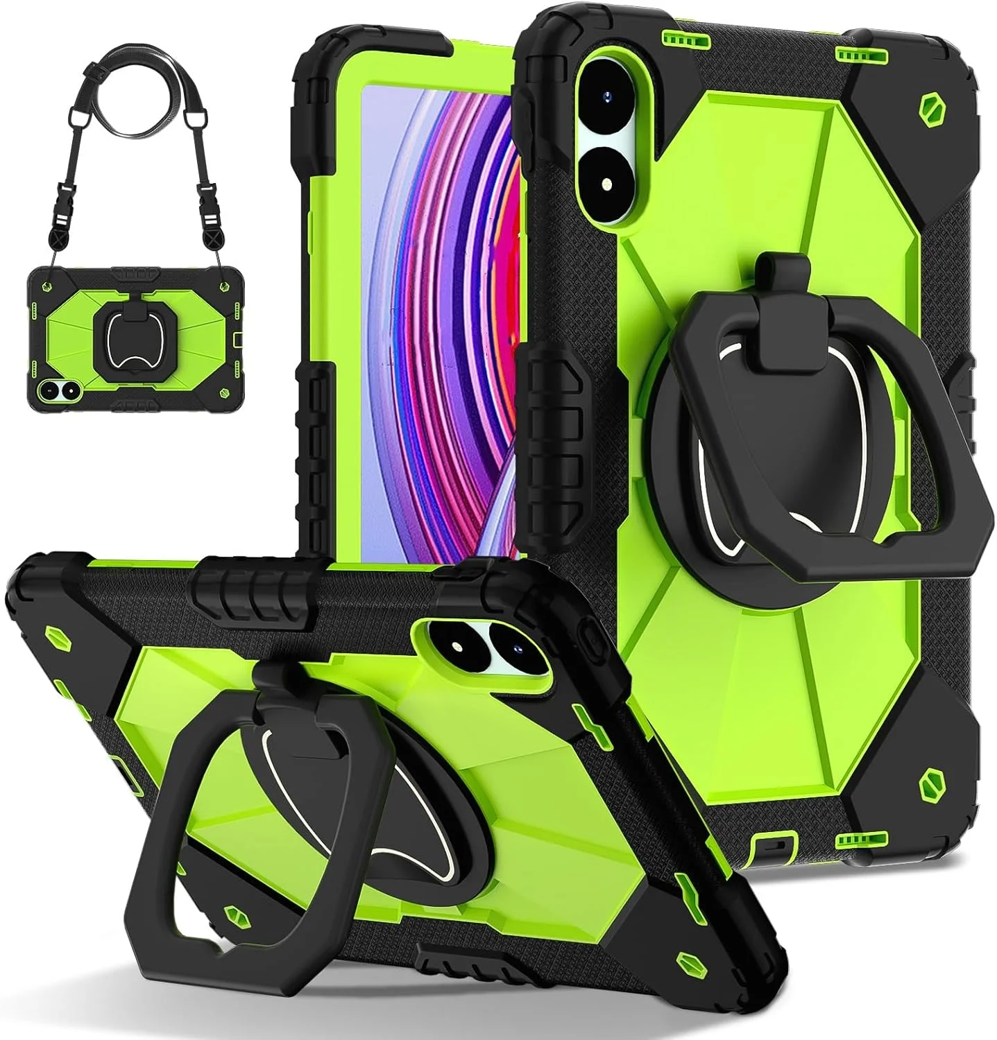 کاور تبلت سازگار با شیائومی Redmi Pad Pro 12.1 اینچ 2024، محافظ سنگین ضد ضربه و بادوام 12.1 اینچی مناسب کودکان با پایه نگهدارنده سازگار با شیائومی Redmi Pad Pro به همراه بند شانه