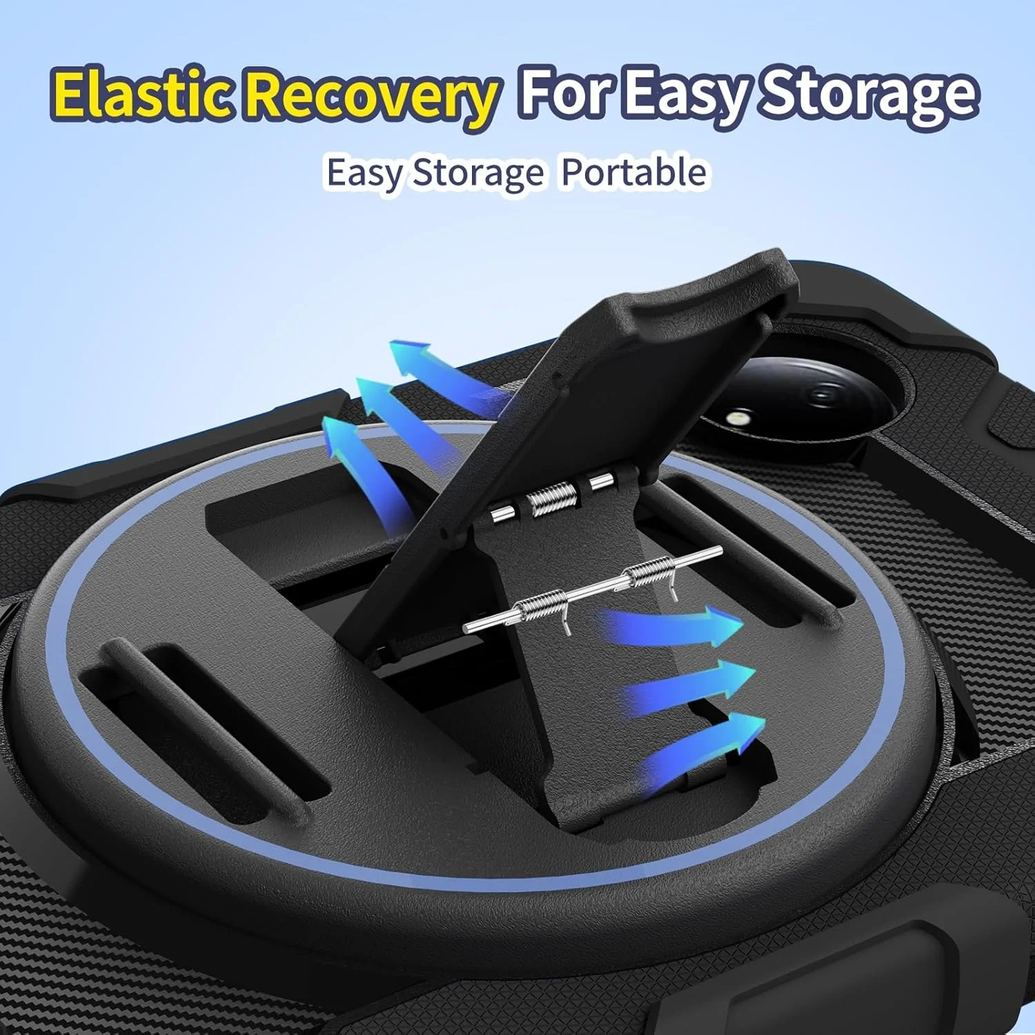 کاور تبلت کودکانه سازگار با شیائومی Redmi Pad SE 8.7 اینچ 2024، براکت الاستیک چند زاویه ای + بند دستی چرخان 360 درجه، پوسته سه در یک مقاوم در برابر شکستگی، ضد ضربه، دارای بند شانه