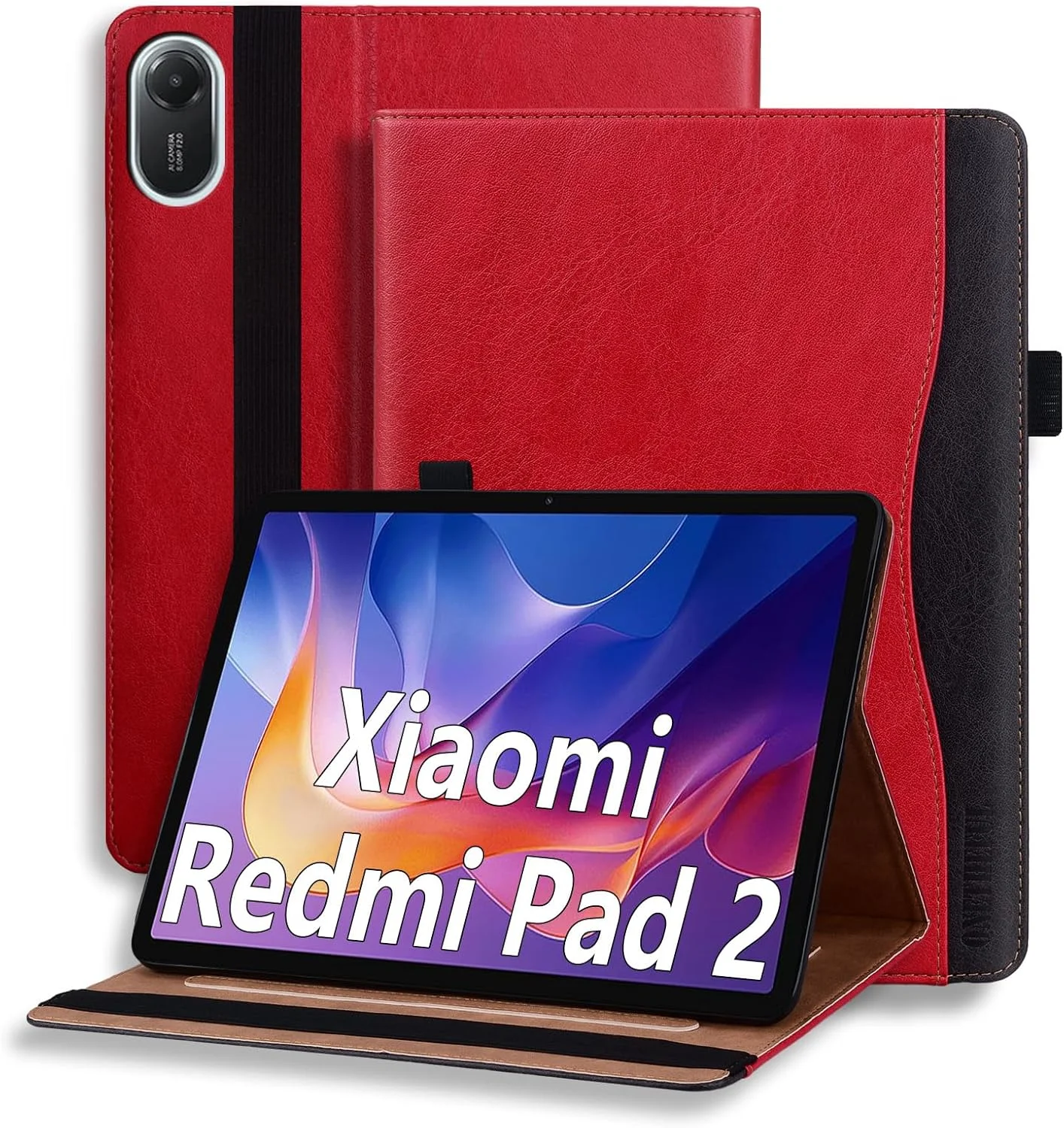 کیف تبلت ONETHEFUL برای شیائومی Redmi Pad 2 11 اینچ 2025 - چرم PU محافظ با پایه قابل تنظیم چند زاویه، 2 جای کارت، جای قلم | قرمز کیف تبلت ONETHEFUL برای شیائومی Redmi Pad 2 11 اینچ 2025 - چرم PU محافظ با پایه قابل تنظیم چند زاویه، 2 جای کارت، جای قلم | قرمز