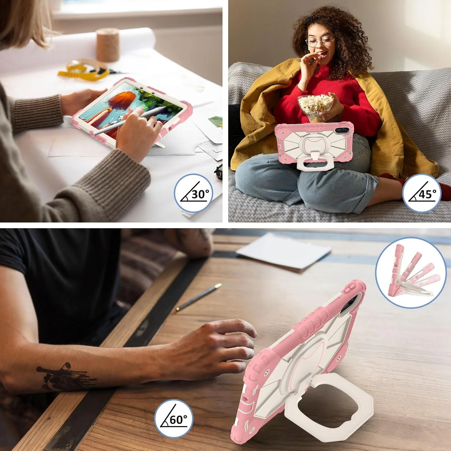 کیف محافظ تبلت مناسب برای شیائومی Redmi Pad 2 11 اینچ 2025، کیف محافظ مقاوم در برابر ضربه با پایه چرخان 360 درجه، بند مچی (رزگلد) کیف محافظ تبلت مناسب برای شیائومی Redmi Pad 2 11 اینچ 2025، کیف محافظ مقاوم در برابر ضربه با پایه چرخان 360 درجه، بند مچی (رزگلد)