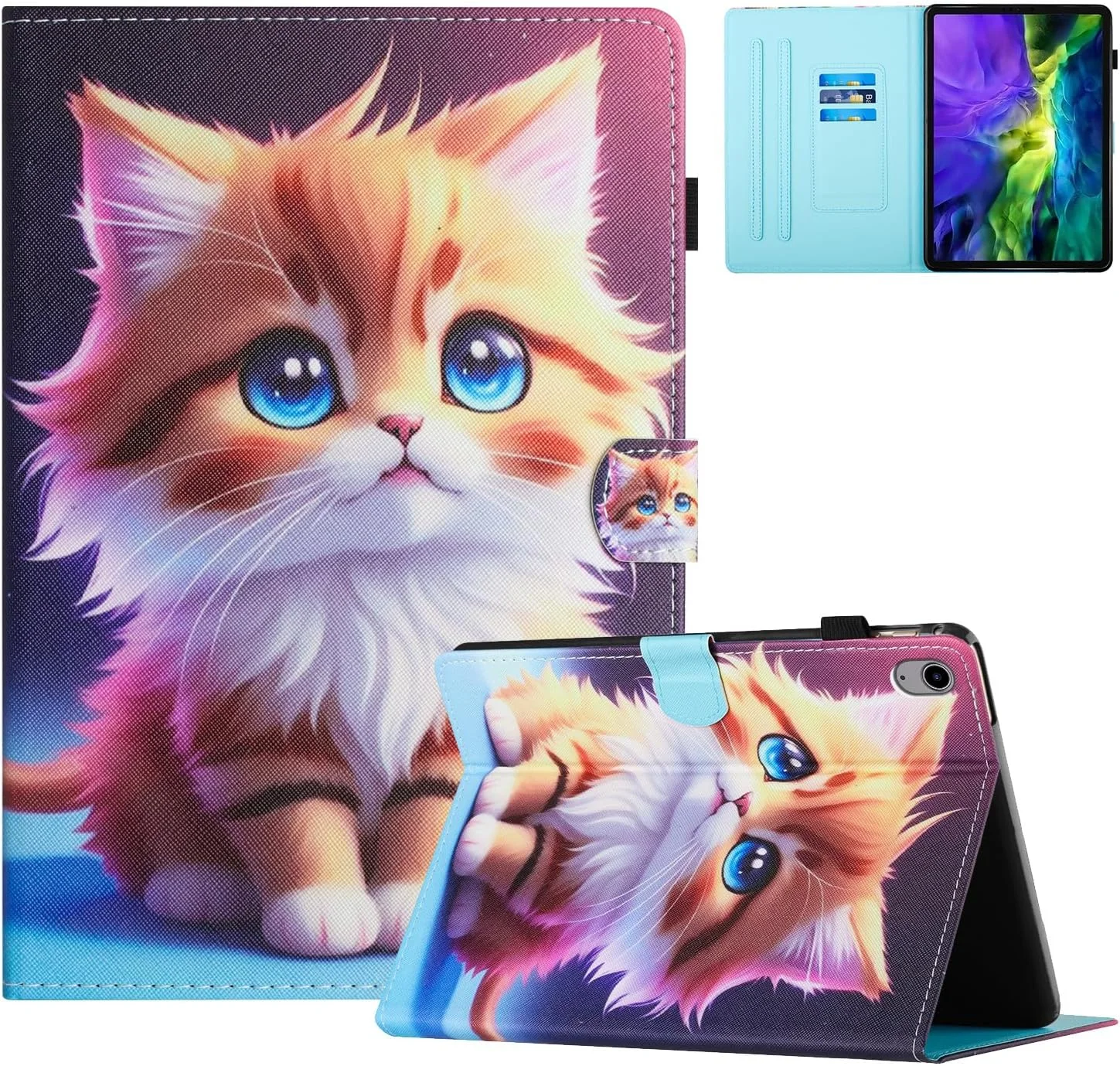 کاور Mldjomid برای شیائومی Redmi Pad 2 11 اینچ 2025، کاور محافظ تبلت چرمی PU با قابلیت استند چند زاویه، مناسب برای تبلت شیائومی Redmi Pad 2 11 اینچ 2025 طرح گربه زرد