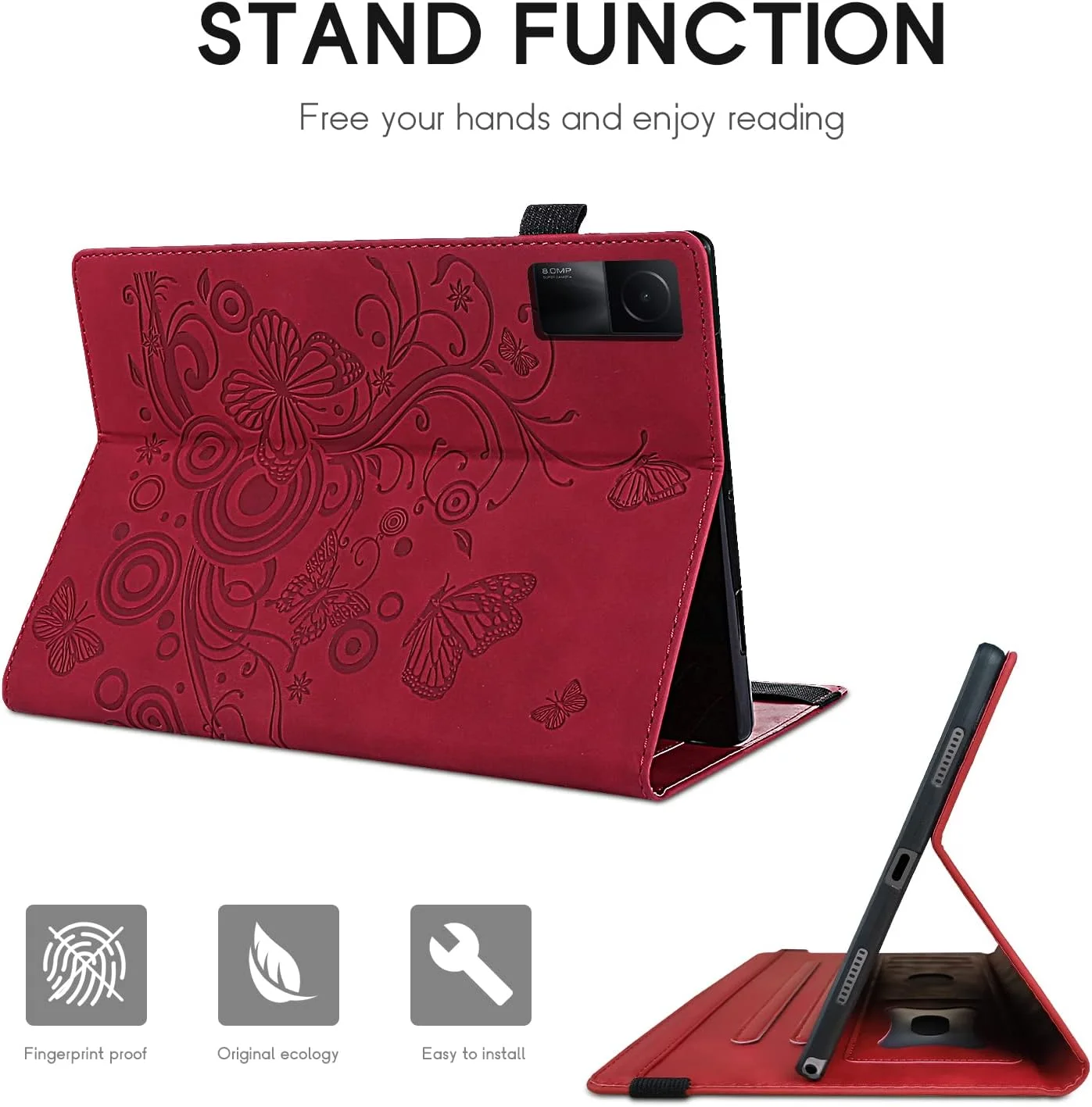 کیف تبلت Aswant برای شیائومی Redmi Pad 10.6 اینچ 2022، کیف محافظ چرمی شیائومی Redmi Pad، کیف پول چرمی تاشو، کیف برای شیائومی Redmi Pad 10.6 اینچ 2022 (قرمز)