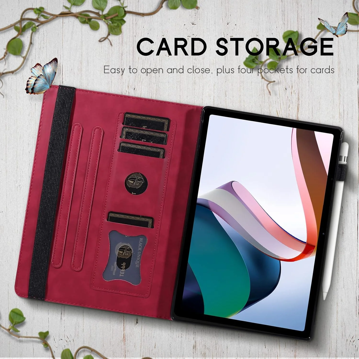 کیف تبلت Aswant برای شیائومی Redmi Pad 10.6 اینچ 2022، کیف محافظ چرمی شیائومی Redmi Pad، کیف پول چرمی تاشو، کیف برای شیائومی Redmi Pad 10.6 اینچ 2022 (قرمز)