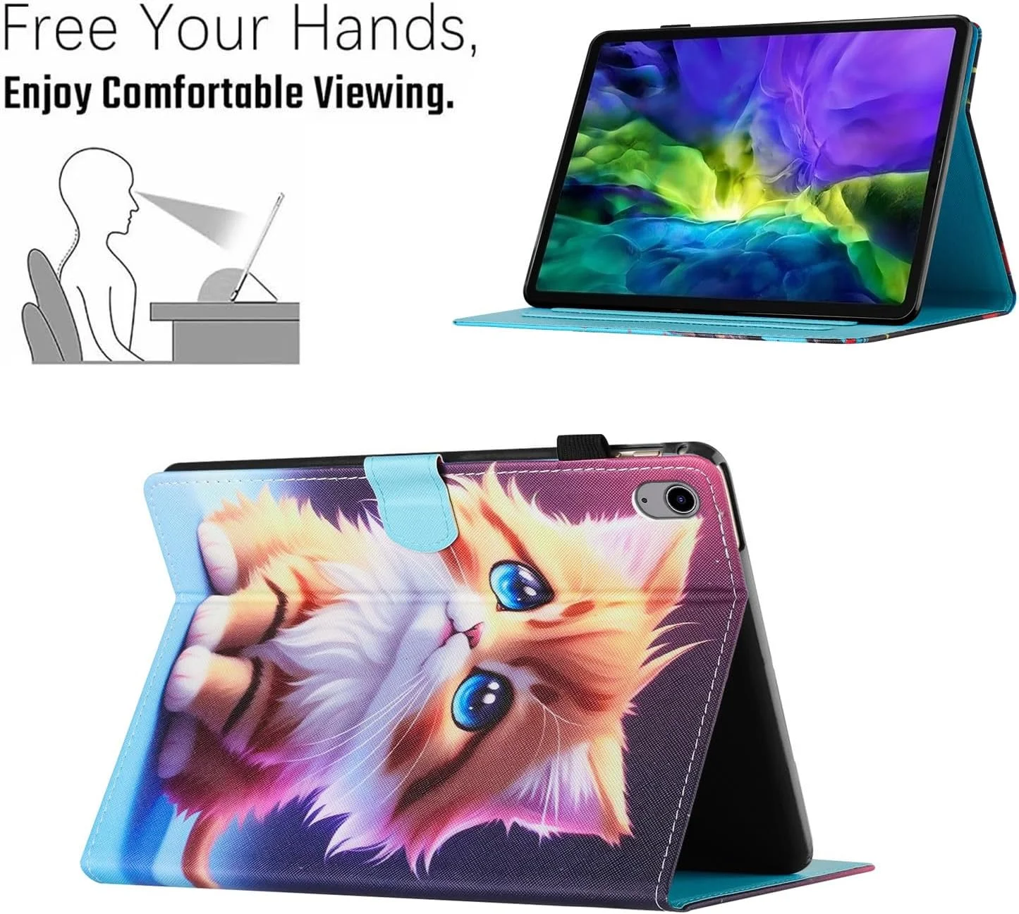 کاور Mldjomid برای شیائومی Redmi Pad 2 11 اینچ 2025، کاور محافظ تبلت چرمی PU با قابلیت استند چند زاویه، مناسب برای تبلت شیائومی Redmi Pad 2 11 اینچ 2025 طرح گربه زرد