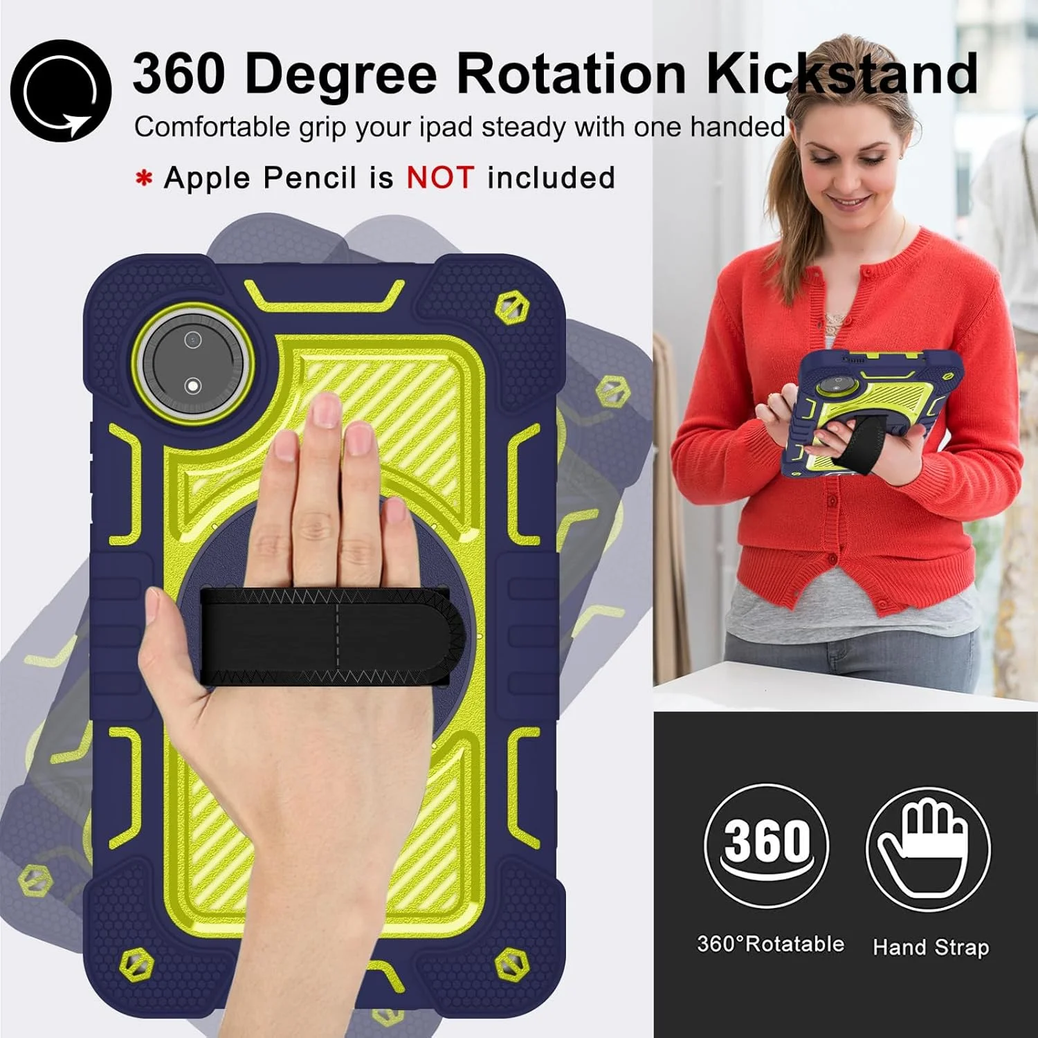 کیف تبلت YOUULAR برای شیائومی Redmi Pad SE 8.7 / Redmi Pad SE 4G در هند، کیف تبلت ضد ضربه با پایه چرخان 360 درجه و بند مچی، بند شانه، سرمه ای + سبز زیتونی کیف تبلت YOUULAR برای شیائومی Redmi Pad SE 8.7 / Redmi Pad SE 4G در هند، کیف تبلت ضد ضربه با پایه چرخان 360 درجه و بند مچی، بند شانه، سرمه ای + سبز زیتونی