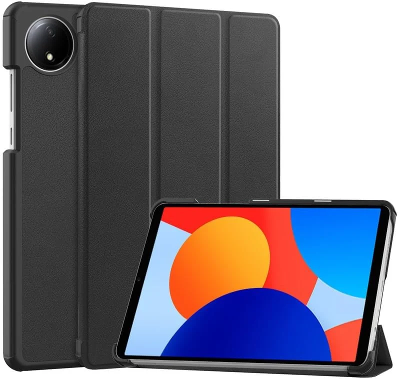 کیف تبلت برای شیائومی ردمی پد SE 4G 8.7 اینچی، کاور سه تایی استند با نگهدارنده قلم، خواب/بیداری خودکار، پشت TPU نرم، کاور محافظ باریک، مشکی