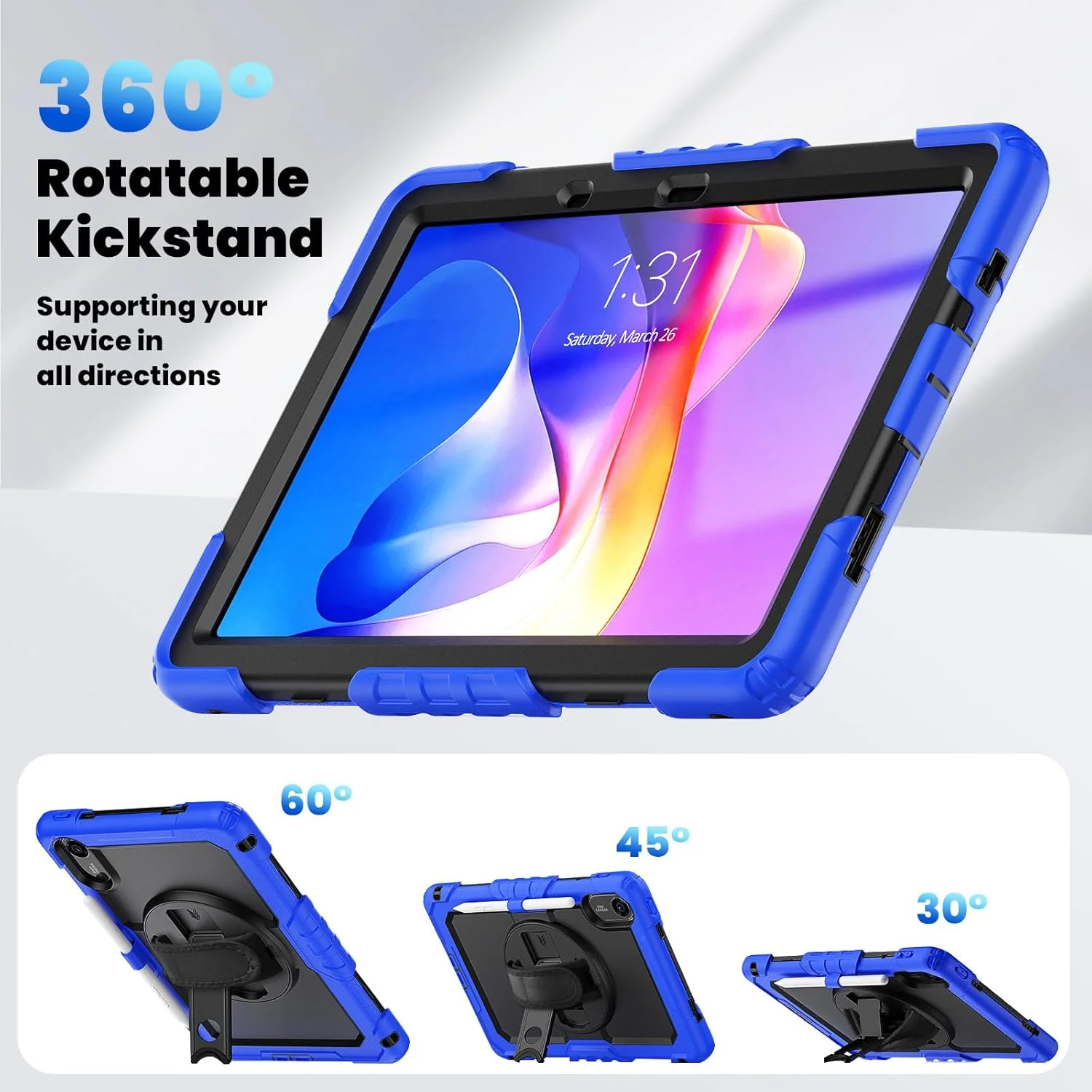 کاور تبلت Gruattreay برای شیائومی Redmi Pad 2 (2025) 11 اینچ [محافظ صفحه نمایش داخلی] پایه چرخان 360 درجه، کاور ضد ضربه سنگین با بند دستی/بند شانه (سبز)