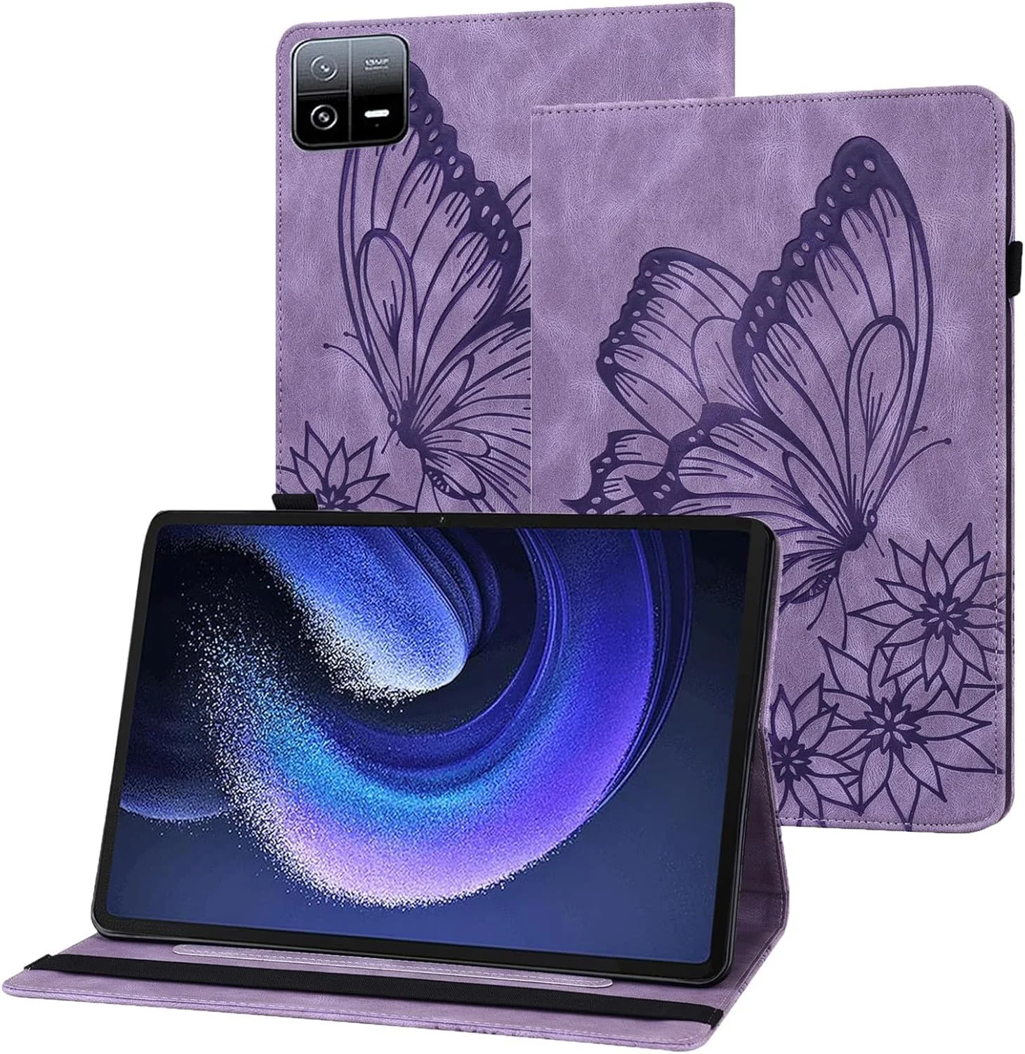 کیف SLLMYYX برای شیائومی پد 6، جلد تبلت باریک طرح پروانه یکپارچهسازی با سیستمعامل برای شیائومی پد 6 پرو 5G 11.0 اینچ (بنفش)