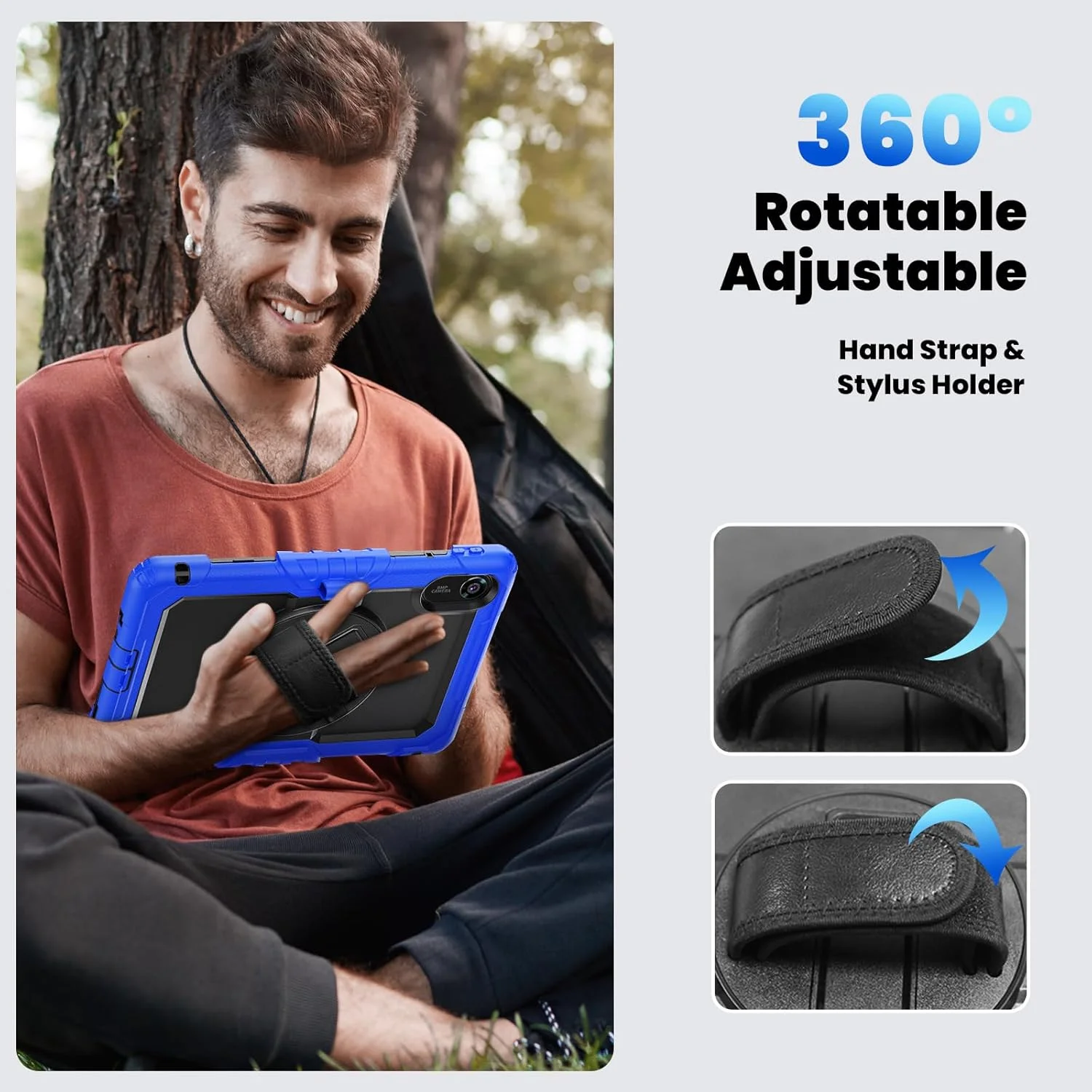 کاور تبلت Gruattreay برای شیائومی Redmi Pad 2 (2025) 11 اینچ [محافظ صفحه نمایش داخلی] پایه چرخان 360 درجه، کاور ضد ضربه سنگین با بند دستی/بند شانه (سبز)