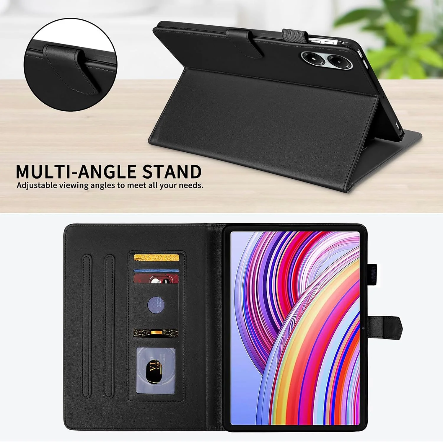 کیف محافظ چرمی ویتازی مناسب برای تبلت شیائومی Redmi Pad Pro 12.1 اینچ 2024، کیف محافظ تجاری چرمی PU برای Redmi Pad Pro 5G با جای کارت و استند - مشکی کیف محافظ چرمی ویتازی مناسب برای تبلت شیائومی Redmi Pad Pro 12.1 اینچ 2024، کیف محافظ تجاری چرمی PU برای Redmi Pad Pro 5G با جای کارت و استند - مشکی