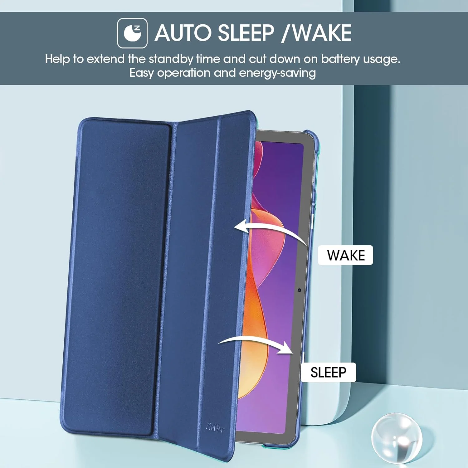 کاور پروکیس شیائومی ردمی پد 2 11 اینچ 2025، کیف محافظ هوشمند با قابلیت خواب/بیدار شدن خودکار - سرمه ای