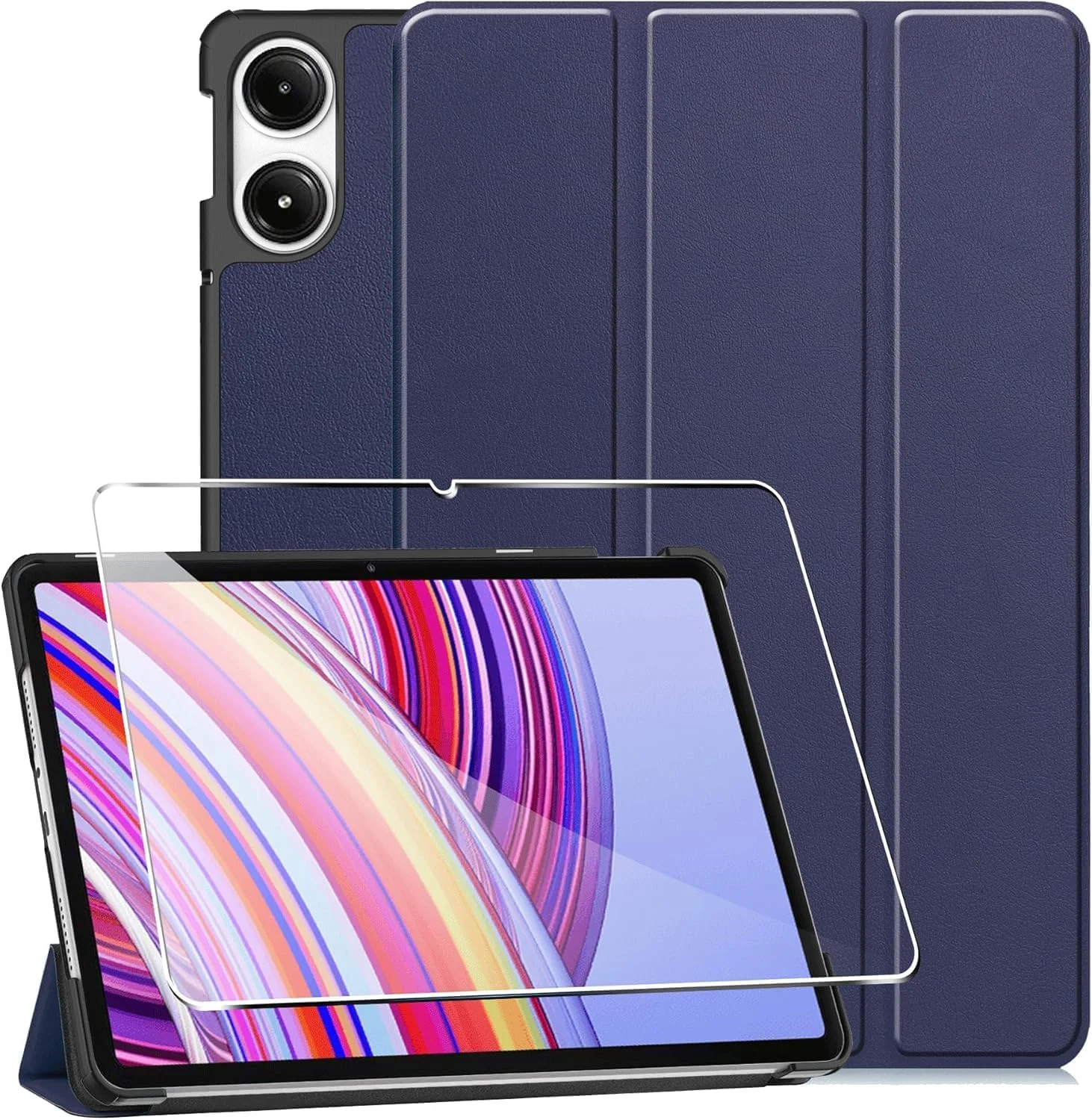 کاور محافظتی Muzz برای شیائومی Redmi Pad Pro 12.1 اینچ، کیف پول چرمی PU مشکی با محافظ صفحه نمایش شیشه ای حرارت دیده (آبی) کاور محافظتی Muzz برای شیائومی Redmi Pad Pro 12.1 اینچ، کیف پول چرمی PU مشکی با محافظ صفحه نمایش شیشه ای حرارت دیده (آبی)
