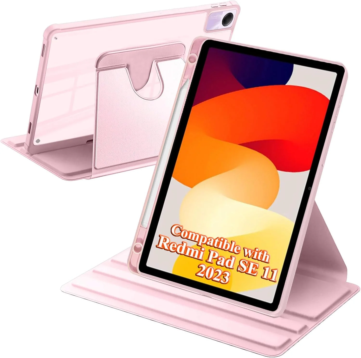 کیف چرخشی A-BEAUTY سازگار با شیائومی Redmi Pad SE 11 اینچ 2023 به همراه جای قلم، پایه چرخش 360 درجه، کاور ضد ضربه با پشت شفاف، قابلیت بیدار/خواب خودکار، صورتی کیف چرخشی A-BEAUTY سازگار با شیائومی Redmi Pad SE 11 اینچ 2023 به همراه جای قلم، پایه چرخش 360 درجه، کاور ضد ضربه با پشت شفاف، قابلیت بیدار/خواب خودکار، صورتی