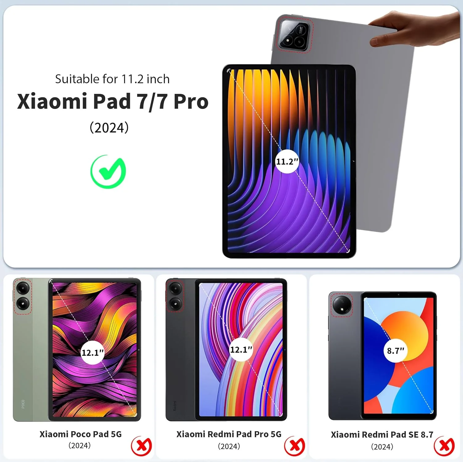 کاور EasyAcc برای شیائومی می پد 7 / می پد 7 پرو (11.2 اینچ، مدل 2025 نسل هفتم)، کاور پشتی مات نیمه شفاف فوق العاده نازک - مشکی کاور EasyAcc برای شیائومی می پد 7 / می پد 7 پرو (11.2 اینچ، مدل 2025 نسل هفتم)، کاور پشتی مات نیمه شفاف فوق العاده نازک - مشکی