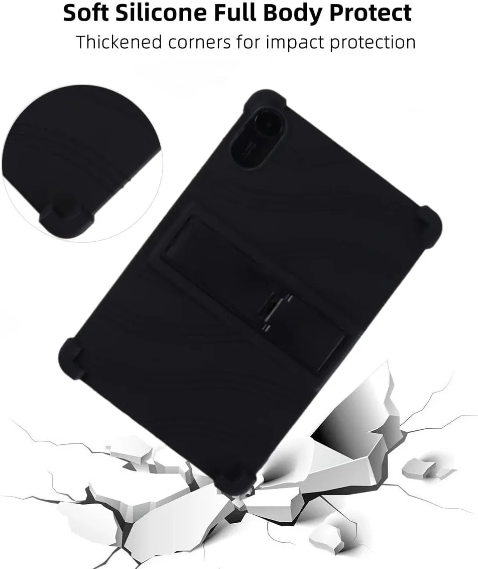 کاور تبلت کودکانه Gruattreay سازگار با شیائومی Redmi Pad 2 11 اینچ 2025 [مناسب کودکان] کاور سیلیکونی نرم ضخیم با 4 گوشه تقویت شده، ضد ضربه با استند چند زاویه ای (قرمز گل رز)