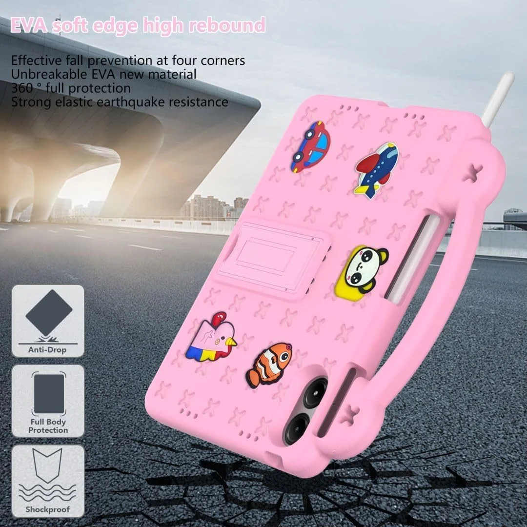 کیف محافظ تبلت Gruattreay سازگار با تبلت 12.1 اینچی Xiaomi Poco Pad، سیلیکونی EVA ضد ضربه، دارای دسته، مناسب کودکان با پایه تاشو، دارای جای قلم و براکت (صورتی) کیف محافظ تبلت Gruattreay سازگار با تبلت 12.1 اینچی Xiaomi Poco Pad، سیلیکونی EVA ضد ضربه، دارای دسته، مناسب کودکان با پایه تاشو، دارای جای قلم و براکت (صورتی)