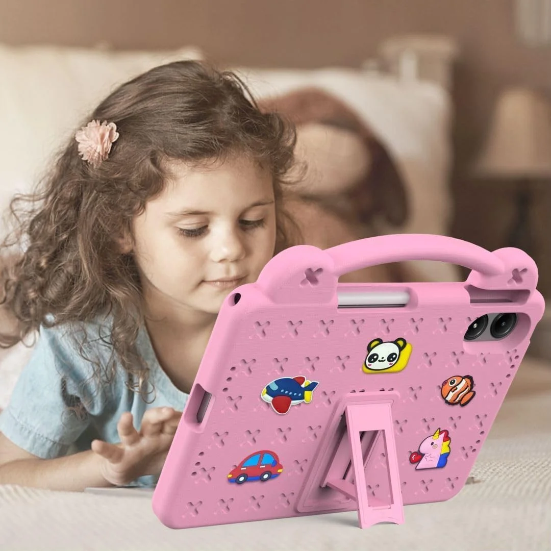 کیف محافظ تبلت Gruattreay سازگار با تبلت 12.1 اینچی Xiaomi Poco Pad، سیلیکونی EVA ضد ضربه، دارای دسته، مناسب کودکان با پایه تاشو، دارای جای قلم و براکت (صورتی) کیف محافظ تبلت Gruattreay سازگار با تبلت 12.1 اینچی Xiaomi Poco Pad، سیلیکونی EVA ضد ضربه، دارای دسته، مناسب کودکان با پایه تاشو، دارای جای قلم و براکت (صورتی)