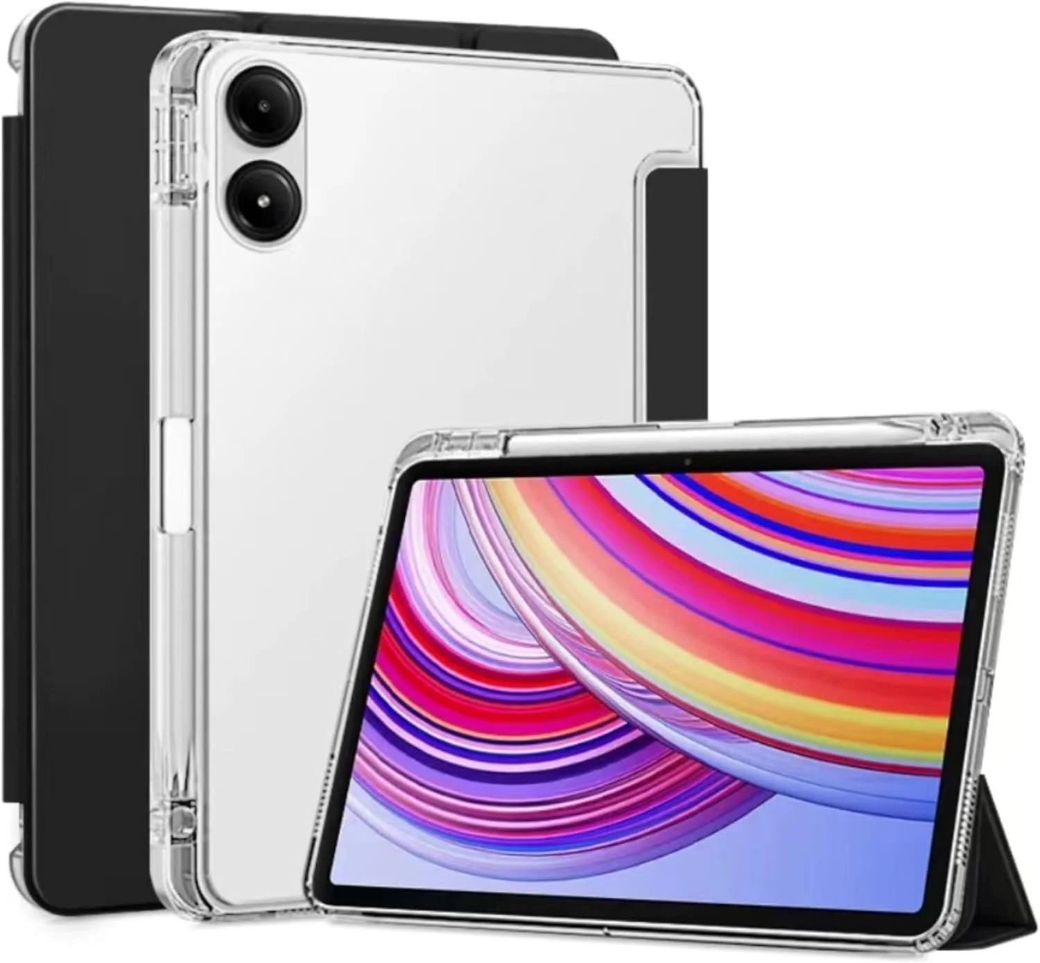 کاور محافظ باریک و سبک eWINNER برای شیائومی ردمی پوکو پد 12.1 اینچی 2024، کاور هوشمند ضد ضربه با قاب پشتی شفاف و جای قلم، مناسب برای ردمی پد پرو 12.1 اینچی (شفاف + مشکی)