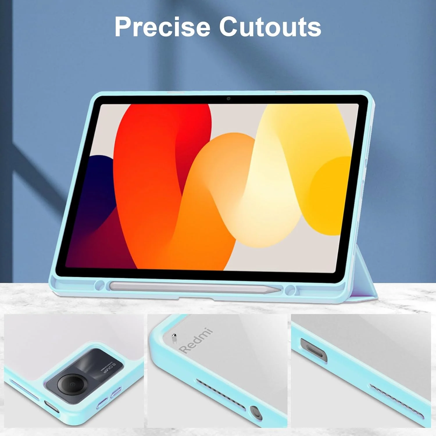 کیف تبلت TANOVCEP برای شیائومی Redmi Pad SE، کاور باریک سه تایی با نگهدارنده قلم، کاور ضد ضربه با قاب پشتی شفاف برای Redmi Pad SE، بیدار/خواب خودکار (آبی، شیائومی Redmi Pad SE) کیف تبلت TANOVCEP برای شیائومی Redmi Pad SE، کاور باریک سه تایی با نگهدارنده قلم، کاور ضد ضربه با قاب پشتی شفاف برای Redmi Pad SE، بیدار/خواب خودکار (آبی، شیائومی Redmi Pad SE)