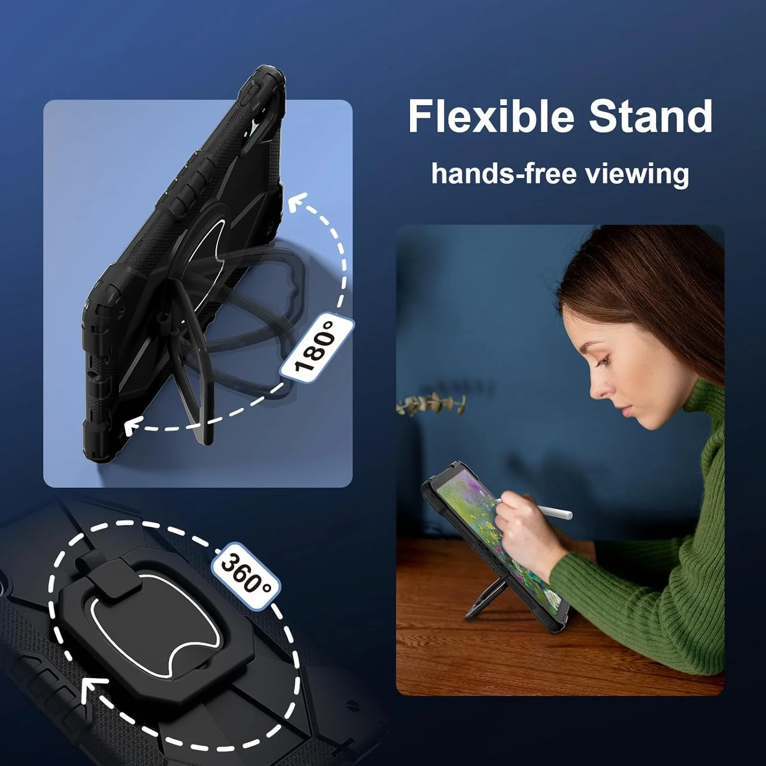 کاور Gruattreay سازگار با شیائومی ردمی پد پرو 12.1 اینچ (2024)، بدنه سخت با طراحی 3 لایه مقاوم، دارای گیره چرخان 360 درجه و حلقه تاشو 180 درجه، مقاوم در برابر لرزش و ضد سقوط (مشکی)