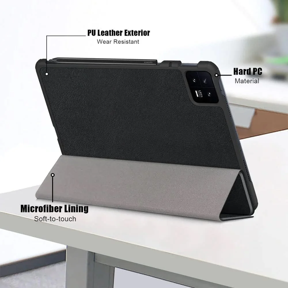 کاور محافظ تبلت شیائومی Mi Pad 6/ Mi Pad 6 Pro 2023، طراحی باریک، سه تایی تاشو، چند زاویه دید، جلد هوشمند چرمی PU با قابلیت خواب/بیدار شدن خودکار، مناسب برای شیائومی پد 6/6 پرو (مشکی) کاور محافظ تبلت شیائومی Mi Pad 6/ Mi Pad 6 Pro 2023، طراحی باریک، سه تایی تاشو، چند زاویه دید، جلد هوشمند چرمی PU با قابلیت خواب/بیدار شدن خودکار، مناسب برای شیائومی پد 6/6 پرو (مشکی)