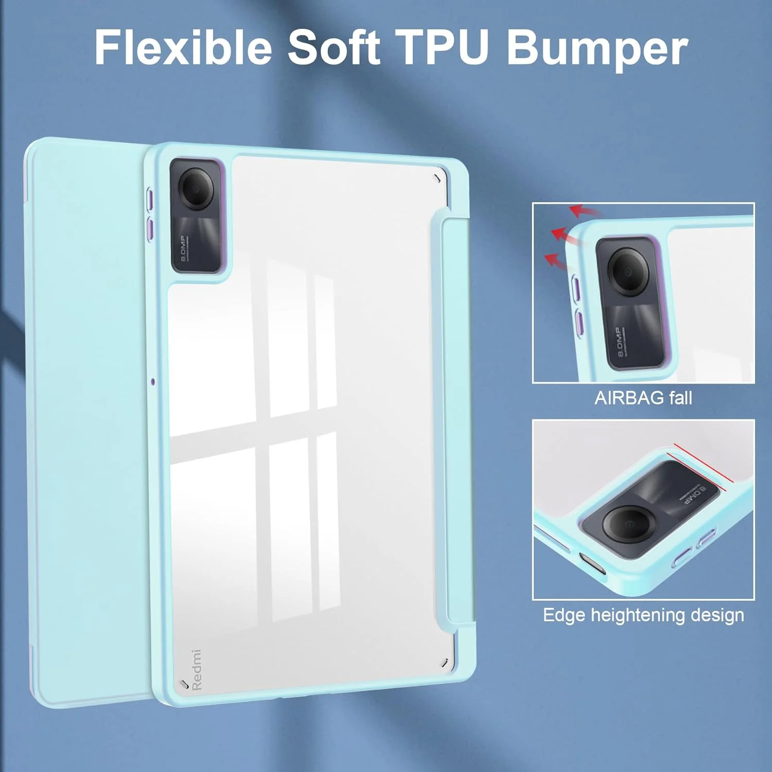 کیف تبلت TANOVCEP برای شیائومی Redmi Pad SE، کاور باریک سه تایی با نگهدارنده قلم، کاور ضد ضربه با قاب پشتی شفاف برای Redmi Pad SE، بیدار/خواب خودکار (آبی، شیائومی Redmi Pad SE) کیف تبلت TANOVCEP برای شیائومی Redmi Pad SE، کاور باریک سه تایی با نگهدارنده قلم، کاور ضد ضربه با قاب پشتی شفاف برای Redmi Pad SE، بیدار/خواب خودکار (آبی، شیائومی Redmi Pad SE)