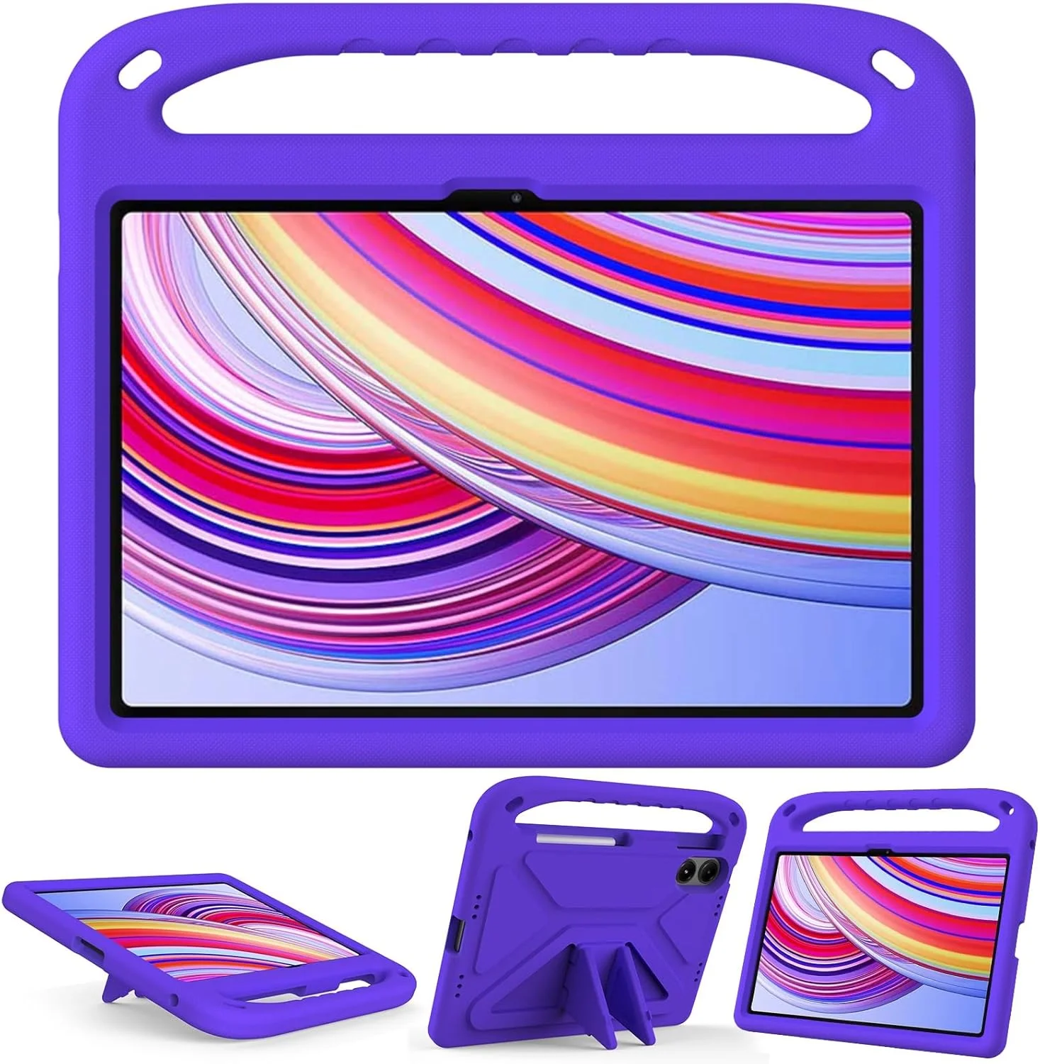 Kids Shockproof Case for Xiaomi Redmi Pad Pro (12.1") Tablet with Handle Stand Heavy Duty Tablet Cover,Lightweight EVA Kid Friendly Shockproof Protective Case,Built in Pen Holder (Purple)