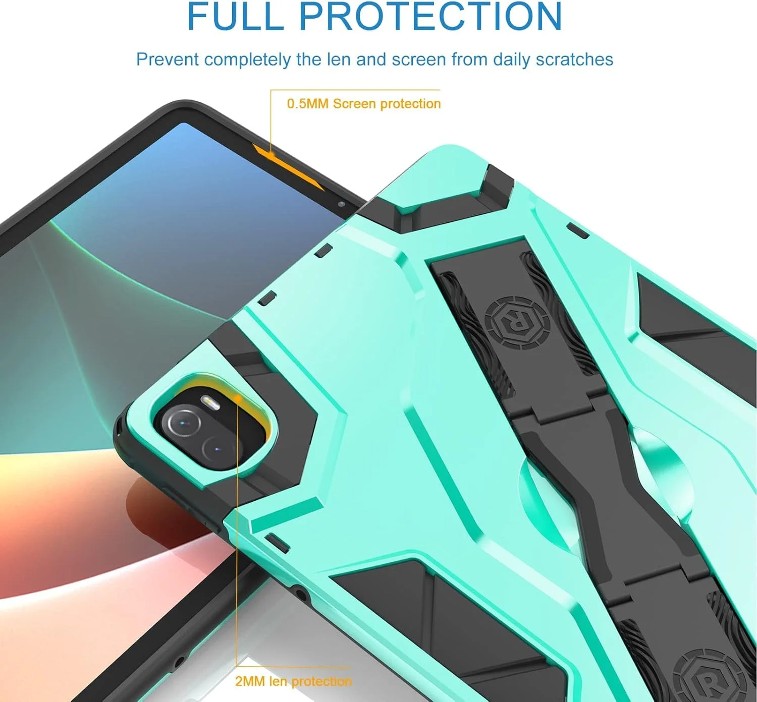 کاور محافظ تبلت شیاومی Mi Pad 5 / MiPad 5 Pro 11 اینچ 5G 2021 مدل استنددار، کاور محافظ دو لایه ضد ضربه با دسته و بند شانه (سبز)