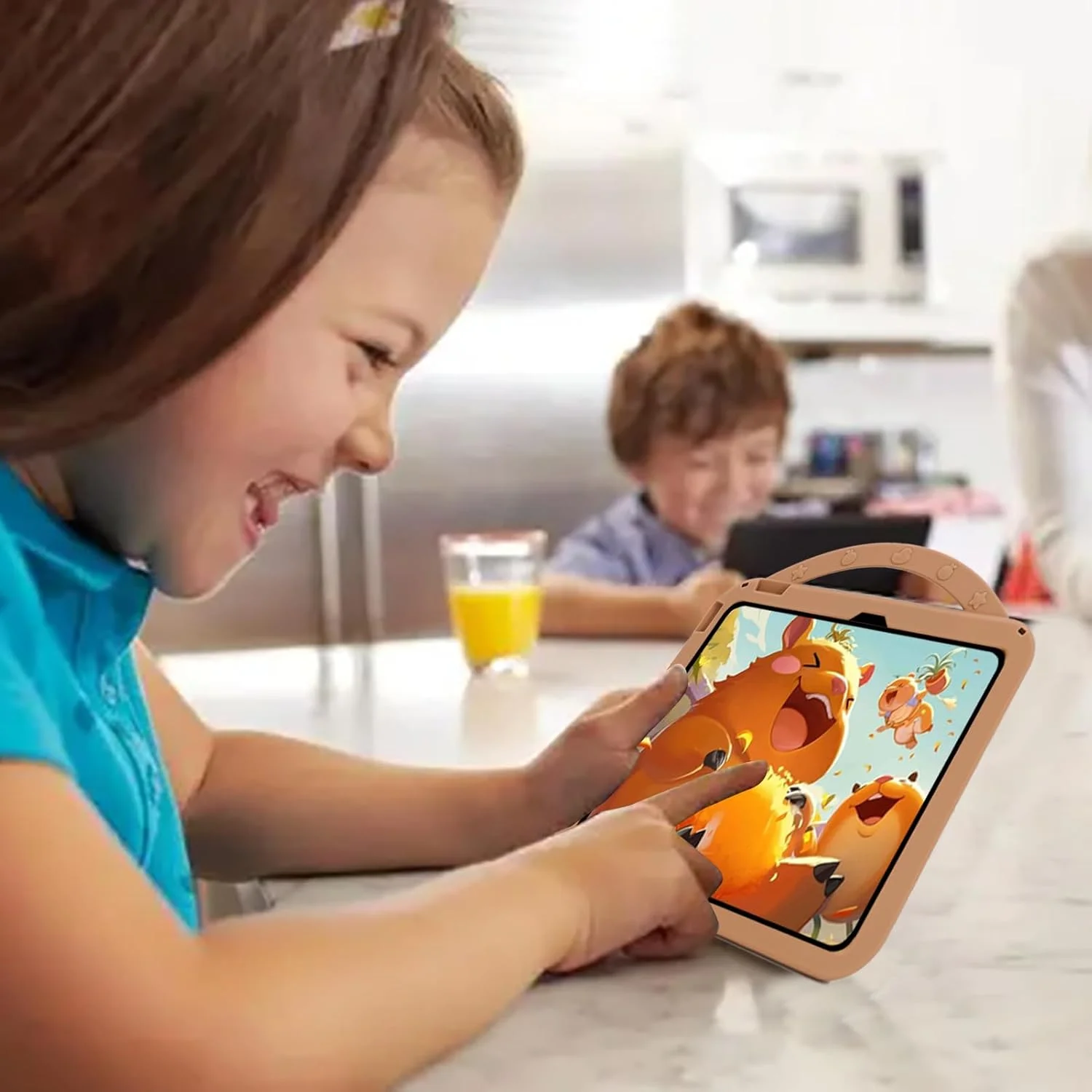 A-BEAUTY Kids Case Compatible with Xiaomi Redmi Pad 2 11 Inch 2025 / Xiaomi Redmi Pad SE 11 Inch 2023, Shockproof Silicone Capybara Cover with Pen Holder, Handle Stand, Shoulder Strap
