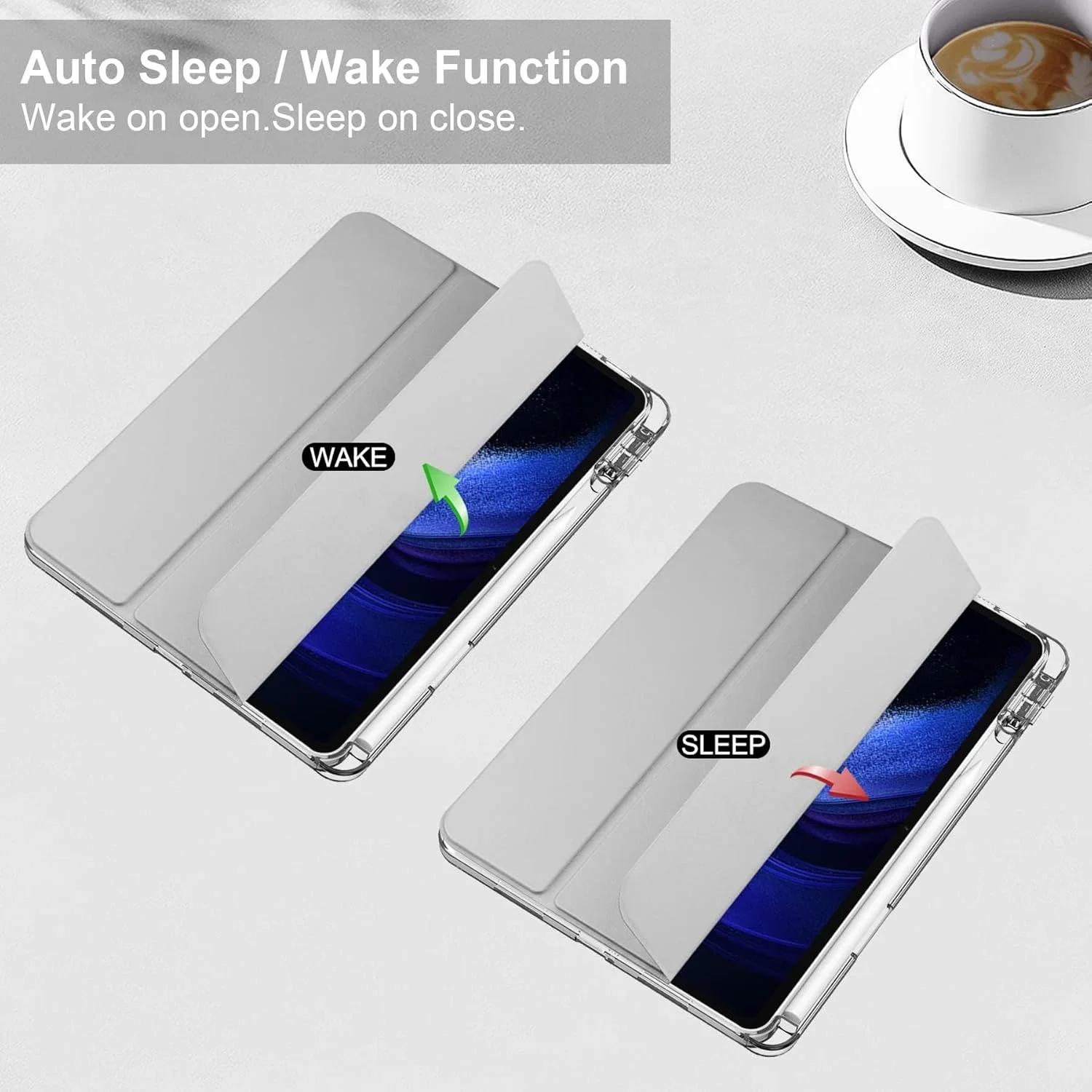 MAKINGTEC Case with Pen Holder for Xiaomi Pad 6 / Pad 6 Pro, Transparent Hard Shell Back Trifold Smart Cover Protective Slim Case for Xiaomi Mi Pad 6 /Pad 6 Pro 11” 2023 Release (Silver)