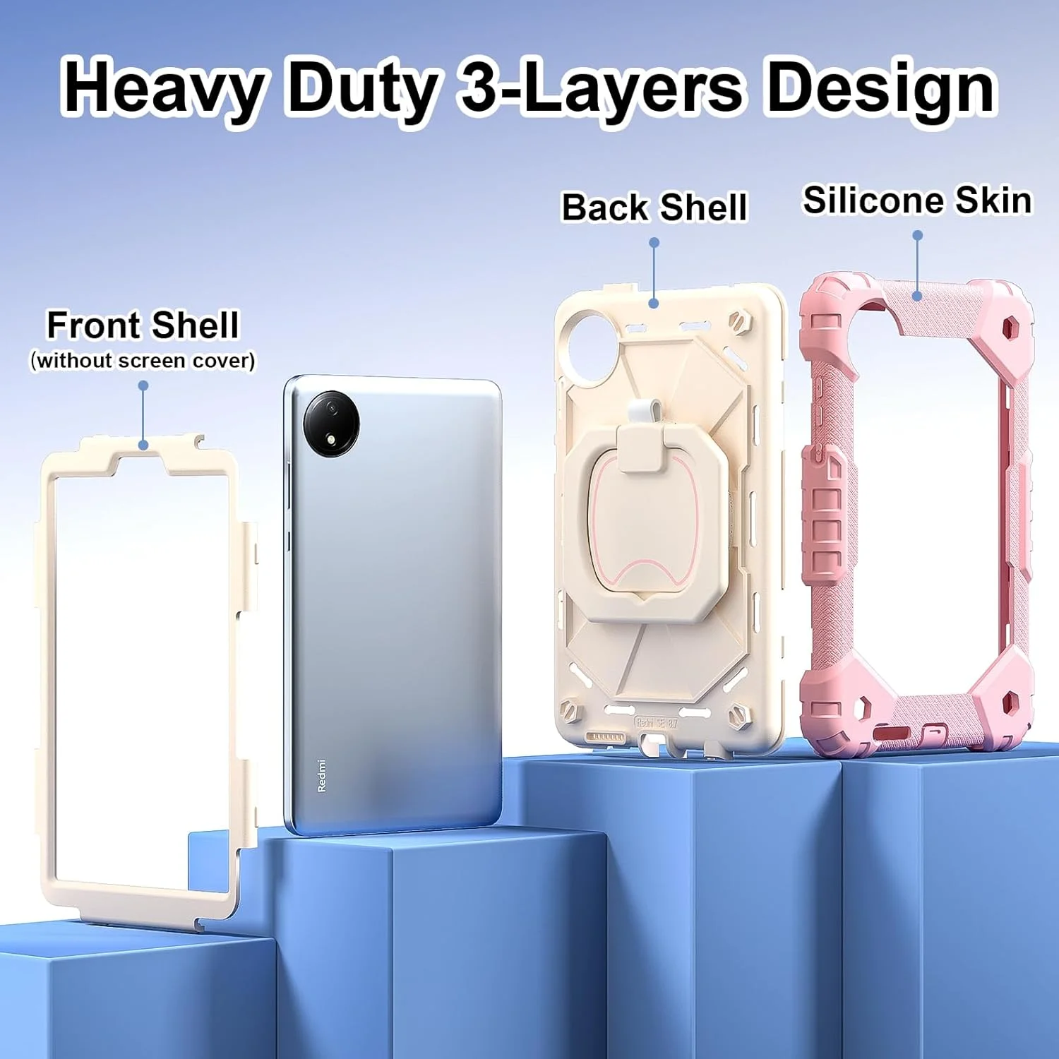 کیجوتورف کاور محافظ کودکانه سازگار با شیائومی ردمی پد SE سایز 8.7 اینچ (عرضه 2024) به همراه پایه نگهدارنده، ضد ضربه و پوشش کامل بدنه برای ردمی پد SE 8.7 اینچ