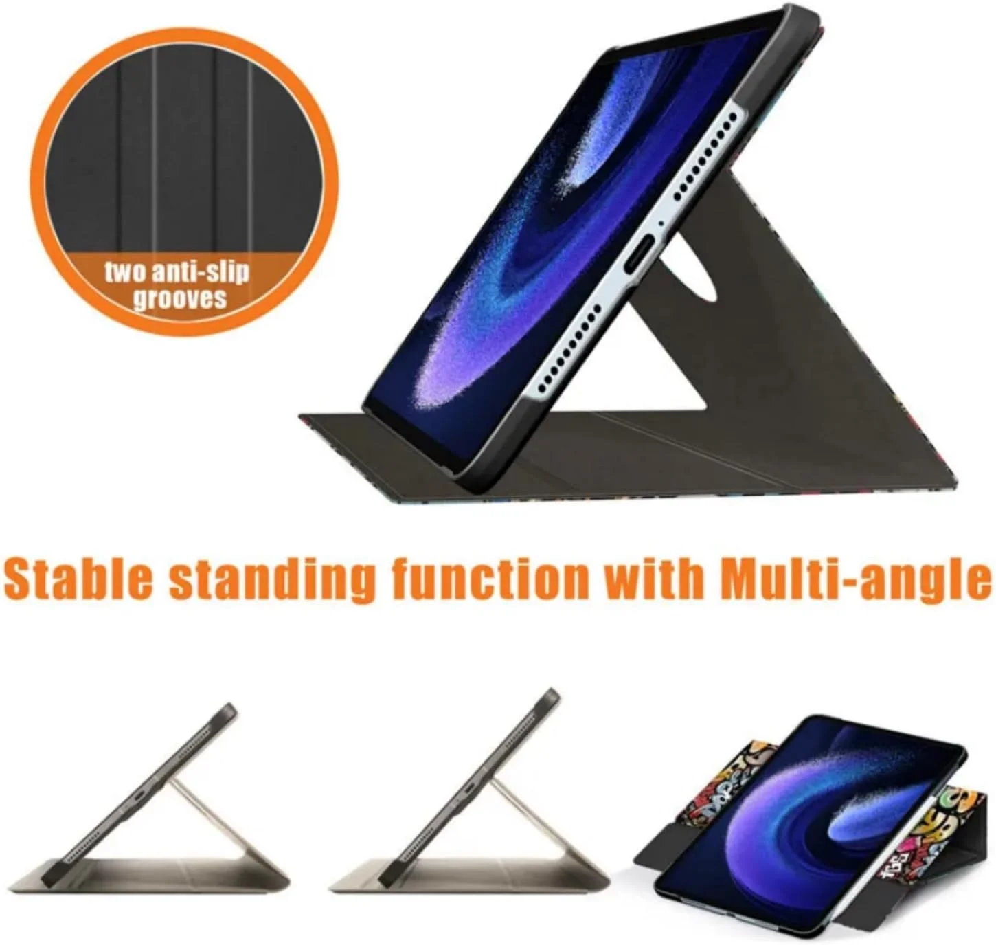 کیف محافظ تبلت شیائومی پد 6 برند SKEIDO، پارچه نرم، چرخش 360 درجه، کاور هوشمند مناسب برای تبلت شیائومی پد 6 پرو، می پد 6 مدل 2023 سایز 11 اینچ (مشکی)