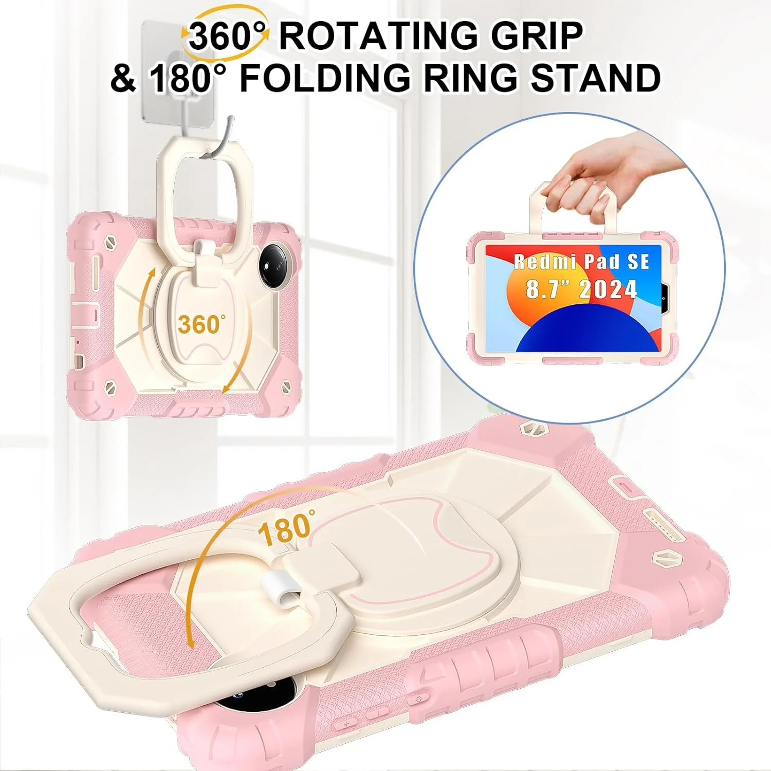 کیجوتورف کاور محافظ کودکانه سازگار با شیائومی ردمی پد SE سایز 8.7 اینچ (عرضه 2024) به همراه پایه نگهدارنده، ضد ضربه و پوشش کامل بدنه برای ردمی پد SE 8.7 اینچ