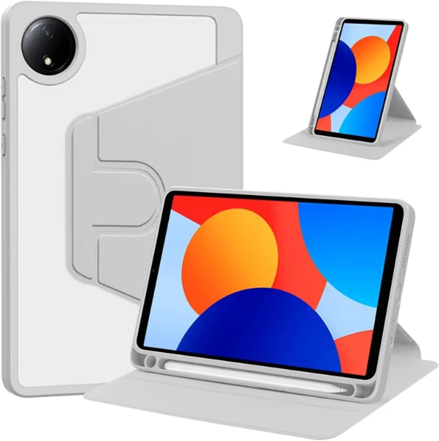 کیف تبلت Moninsta سازگار با ردمی پد SE [8.7 اینچ] 2024، کاور آکریلیک شفاف چند زاویه ای PC سخت با نگهدارنده قلم و استند محافظ (خاکستری)