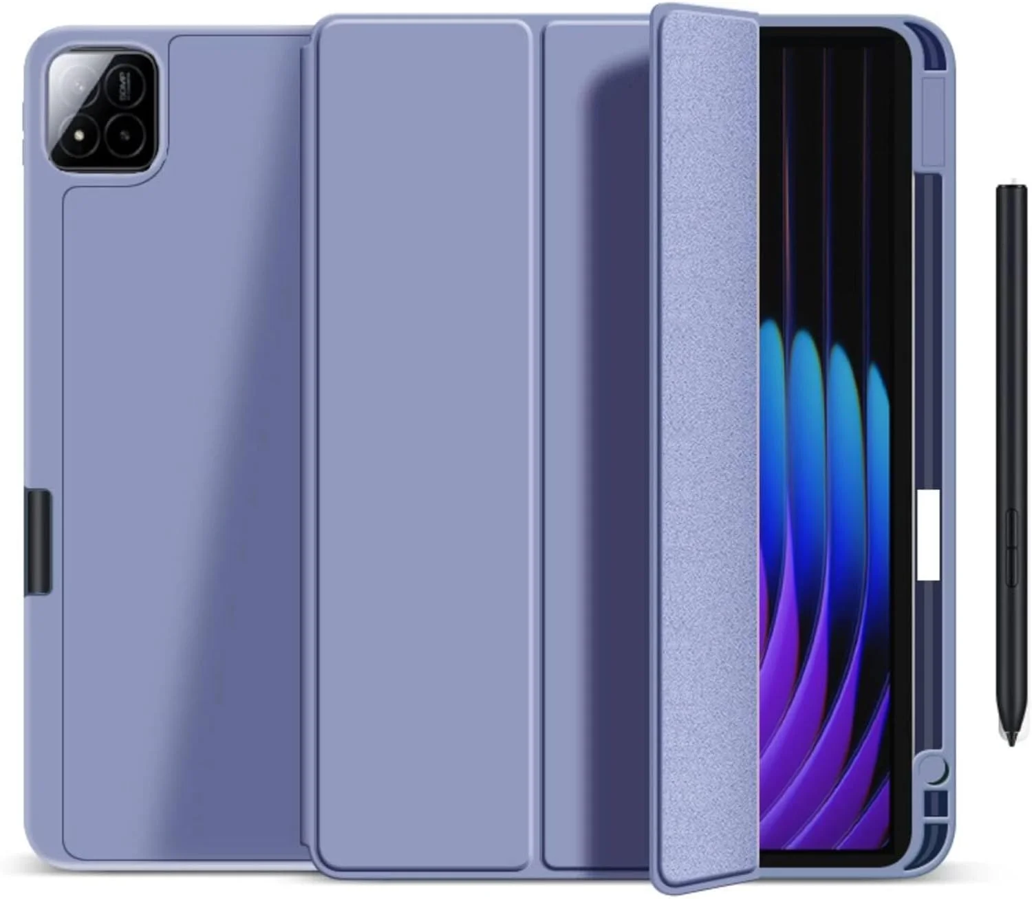 کاور سیلیکونی Vurtboly سازگار با شیائومی Mi Pad 7/7 Pro 11.2 اینچ 2025، دارای جای قلم، کاور سه تایی باریک ضد ضربه با استند TPU لانه زنبوری و عملکرد بیدار/خواب خودکار برای شیائومی پد 7 (بنفش)