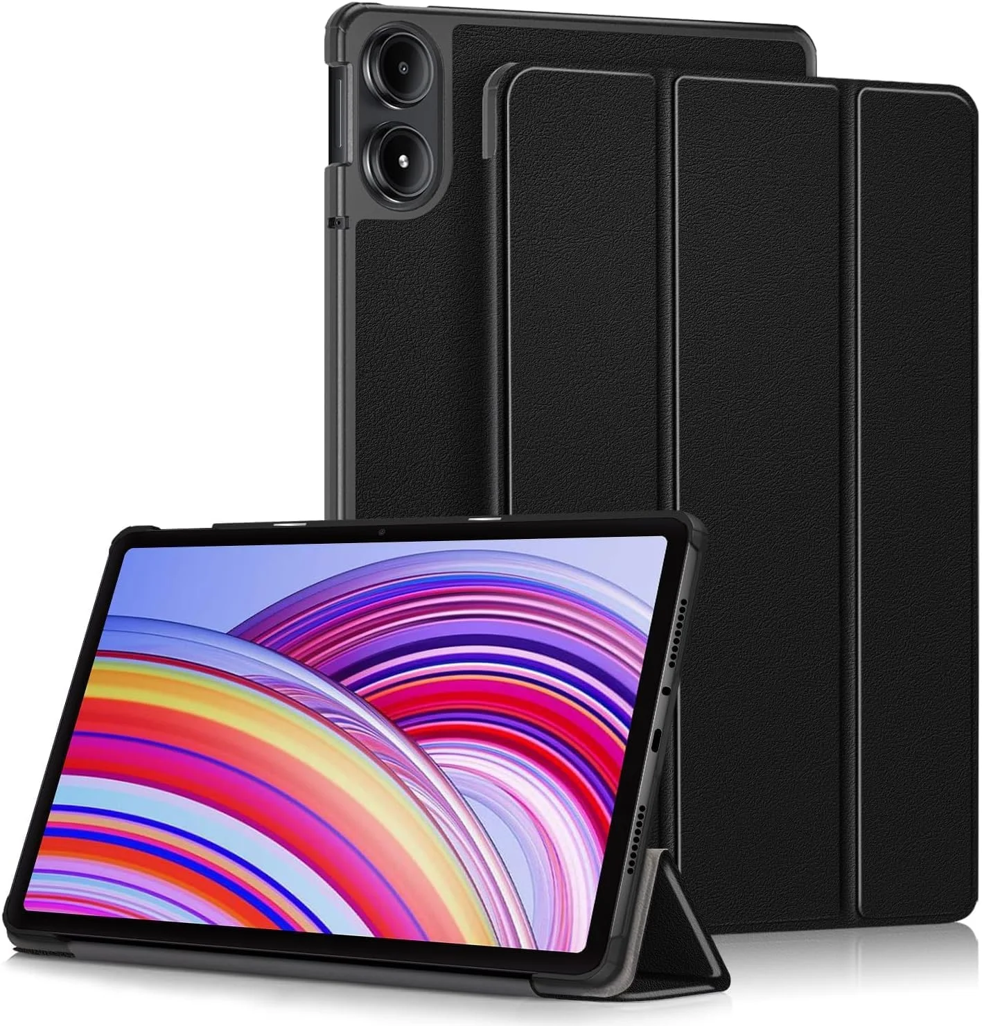 کیف محافظ تبلت NALACAL برای شیائومی Redmi Pad Pro 12.1 اینچ 2024، کیف محافظ باریک، جلد هوشمند چرمی PU با قابلیت خواب/بیدار شدن خودکار، مشکی