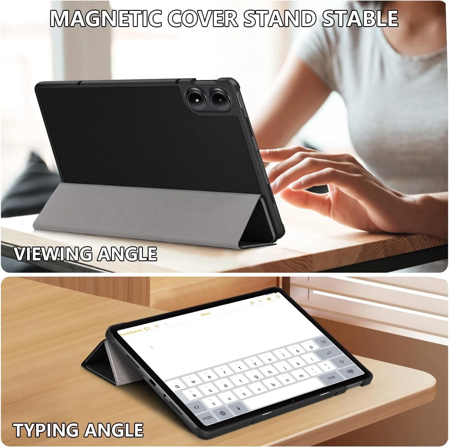 NALACAL Case for Xiaomi Redmi Pad Pro 12.1 Inch 2024, Slim Protective Case, PU Leather Smart Cover with Auto Sleep/Wake, Black