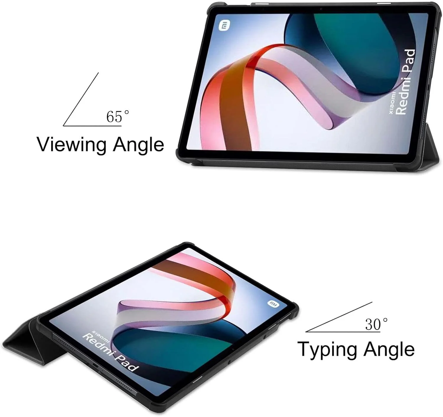 کاور تبلت شیائومی ردمی پد 10.61 اینچ 2022، کاور TPU نرم و محافظ سبک وزن باریک با قابلیت بیدار/خواب خودکار، کاور سه تایی استند برای ردمی پد 10.61 اینچ (مشکی)