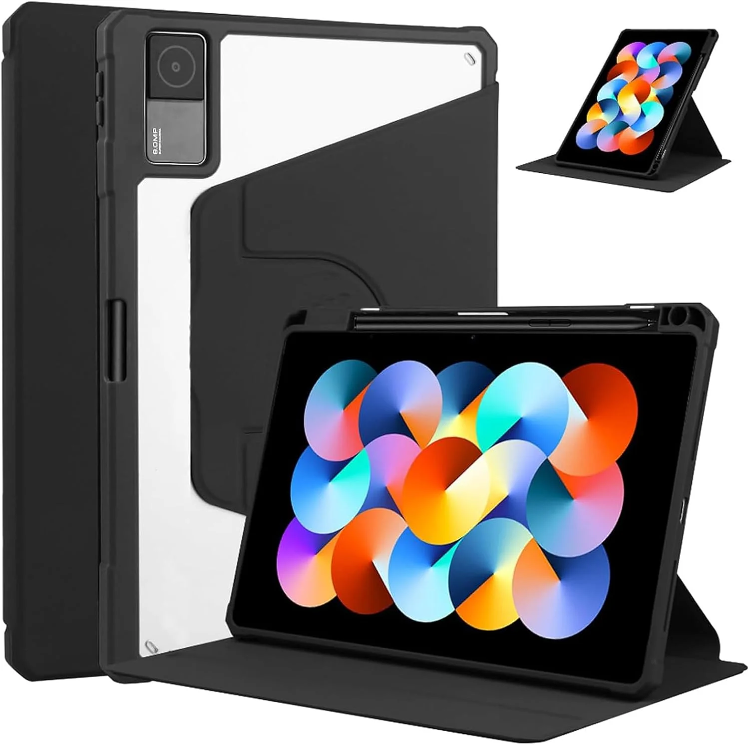 کاور تبلت Moninsta سازگار با ردمی پد اس ای 11 اینچ 2023، کاور اکریلیک شفاف چند زاویه ای PC سخت با جای قلم و استند محافظ (مشکی)