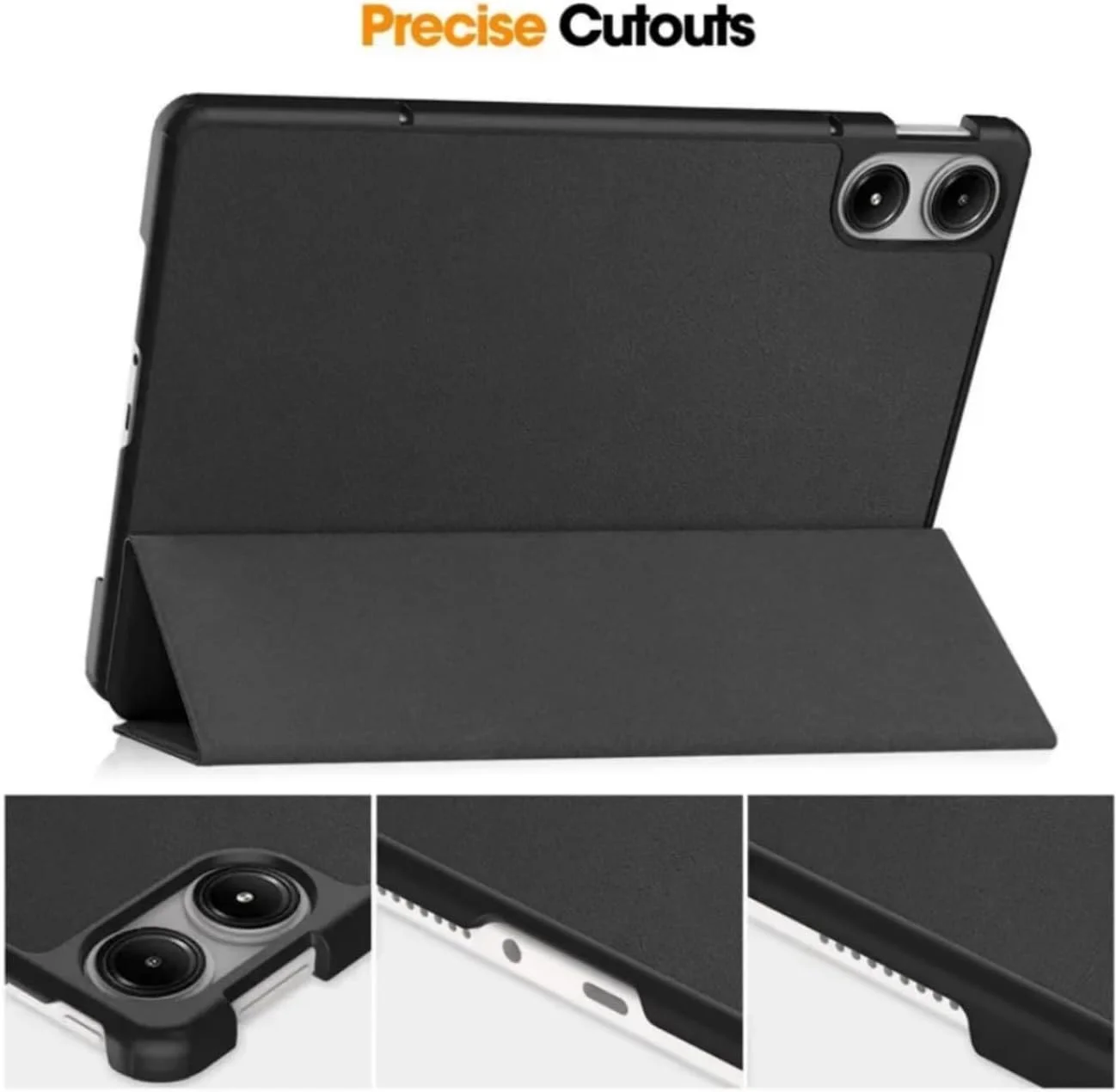 کیف محافظ تبلت شیائومی ردمی پد SE پرو 12.1 اینچی، چند زاویه دید، جلد هوشمند چرمی PU با قابلیت خواب و بیدار شدن خودکار، محافظ باریک و تاشو برای ردمی SE پرو 12.1 (مشکی)