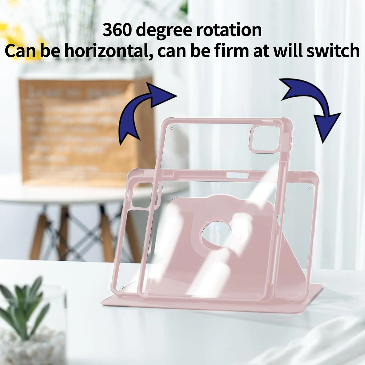کیف تاشو Tujibeay سازگار با شیائومی پد 7 11.2 اینچ 2024، کاور اکریلیک شفاف چند زاویه ای با بدنه سخت PC با نگهدارنده قلم، کاور محافظ استند با پشت شفاف، بیدار/خواب خودکار (صورتی)