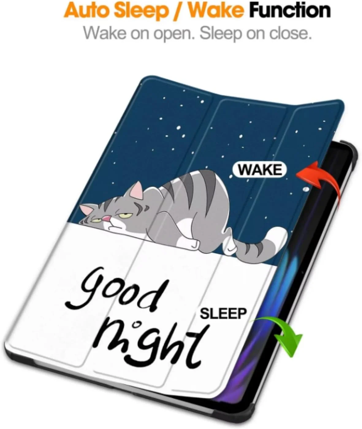 کیف تبلت SKEIDO مناسب برای شیائومی پد 7 2024، کاور سه تایی مغناطیسی چرمی PU با قابلیت استند برای Mi Pad 7 2024 مدل Coque Funda Capa (گربه تنبل)