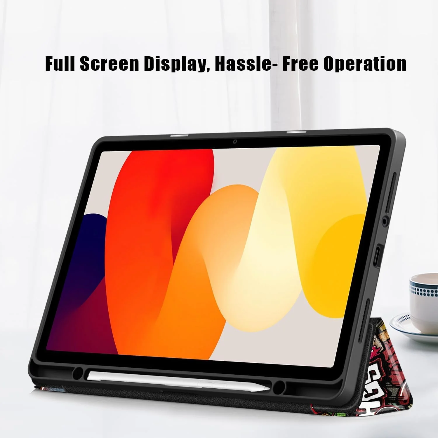 کیف محافظ NALACAL برای شیائومی Redmi Pad SE 11 اینچ 2023، کاور باریک هیبریدی [دارای جای قلم] کاور ضد ضربه با قاب پشتی شفاف برای شیائومی Redmi Pad SE طرح گرافیکی