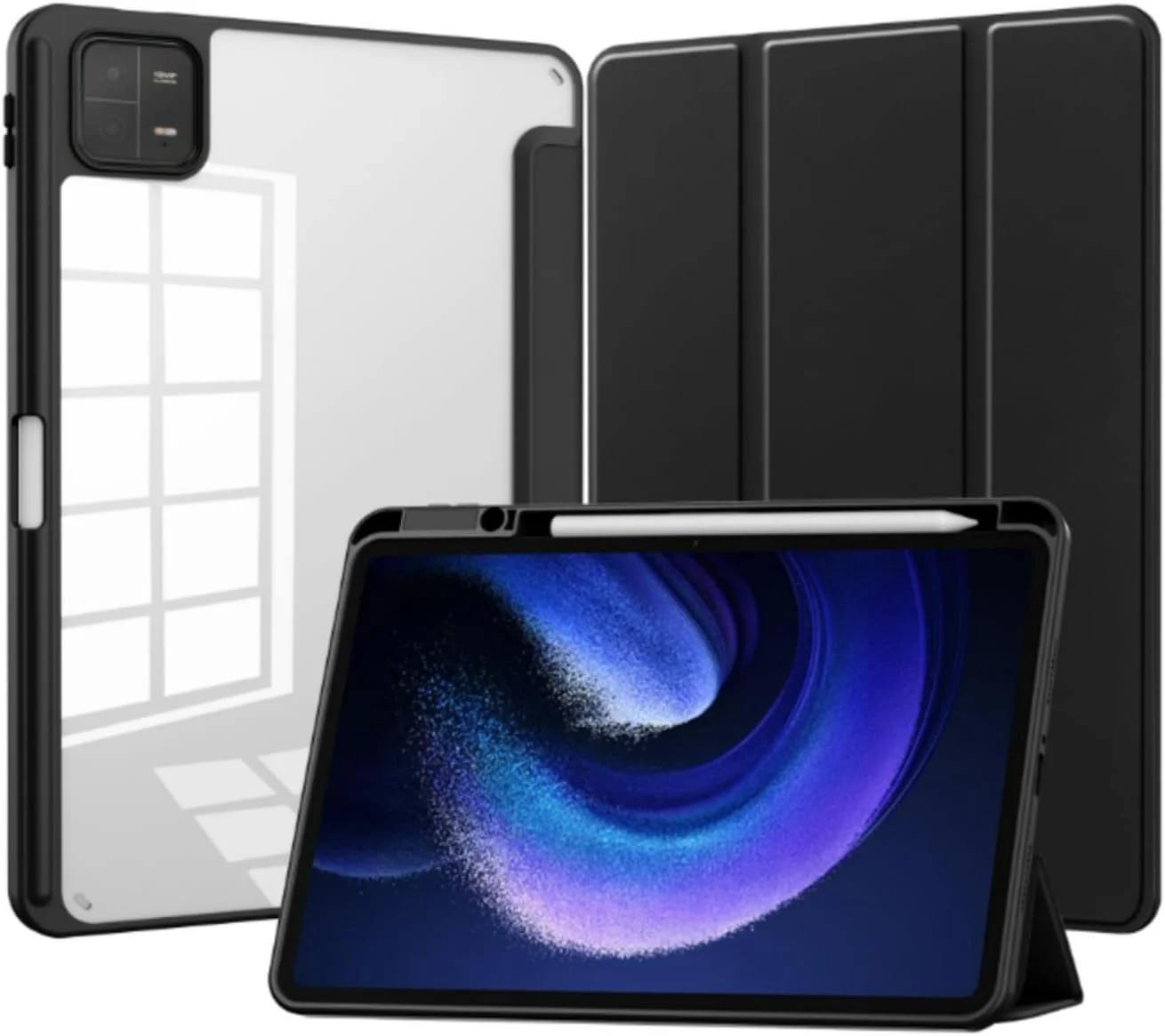 کیف محافظ تبلت شیائومی پد 6 مدل SKEIDO، کاور هوشمند Mi Pad 6 با جای قلم، مناسب برای شیائومی پد 6 پرو 11 اینچی، کاور شفاف PU