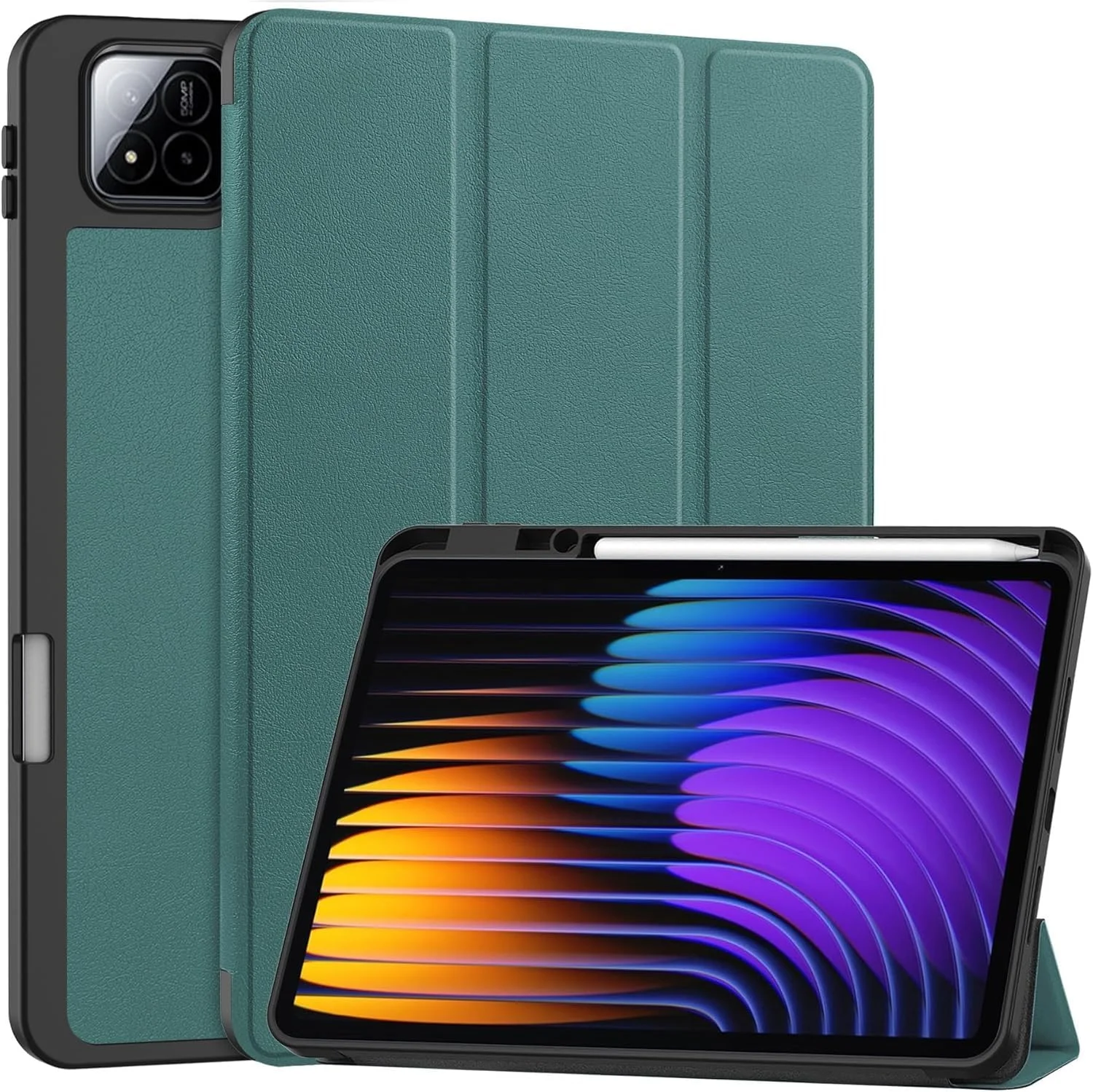 کاور تبلت شیائومی پد 7 / شیائومی پد 7 پرو 11.2 اینچی 2024، کاور سبک وزن سه تایی تاشو TPU نرم با استند هوشمند و جای قلم برای شیائومی پد 7 / می پد 7 پرو 11.2 اینچی 2024 (سبز)