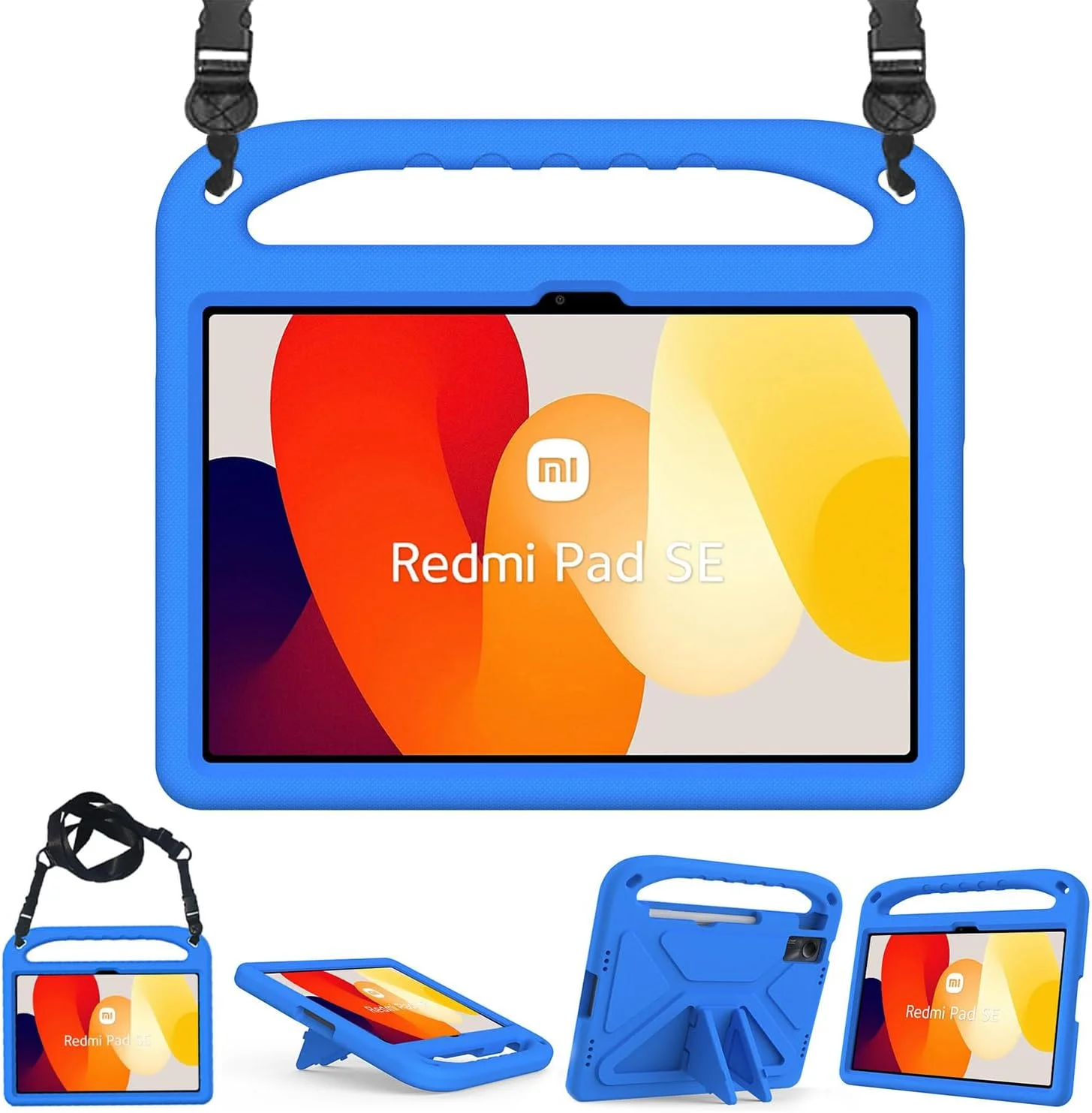 کیف محافظ کودکانه T Tersely برای شیائومی Redmi Pad SE، ضد ضربه، بادوام، فوم EVA سبک وزن، کاور تبلت با دستگیره استند/بند شانه، مناسب برای کودکان - آبی