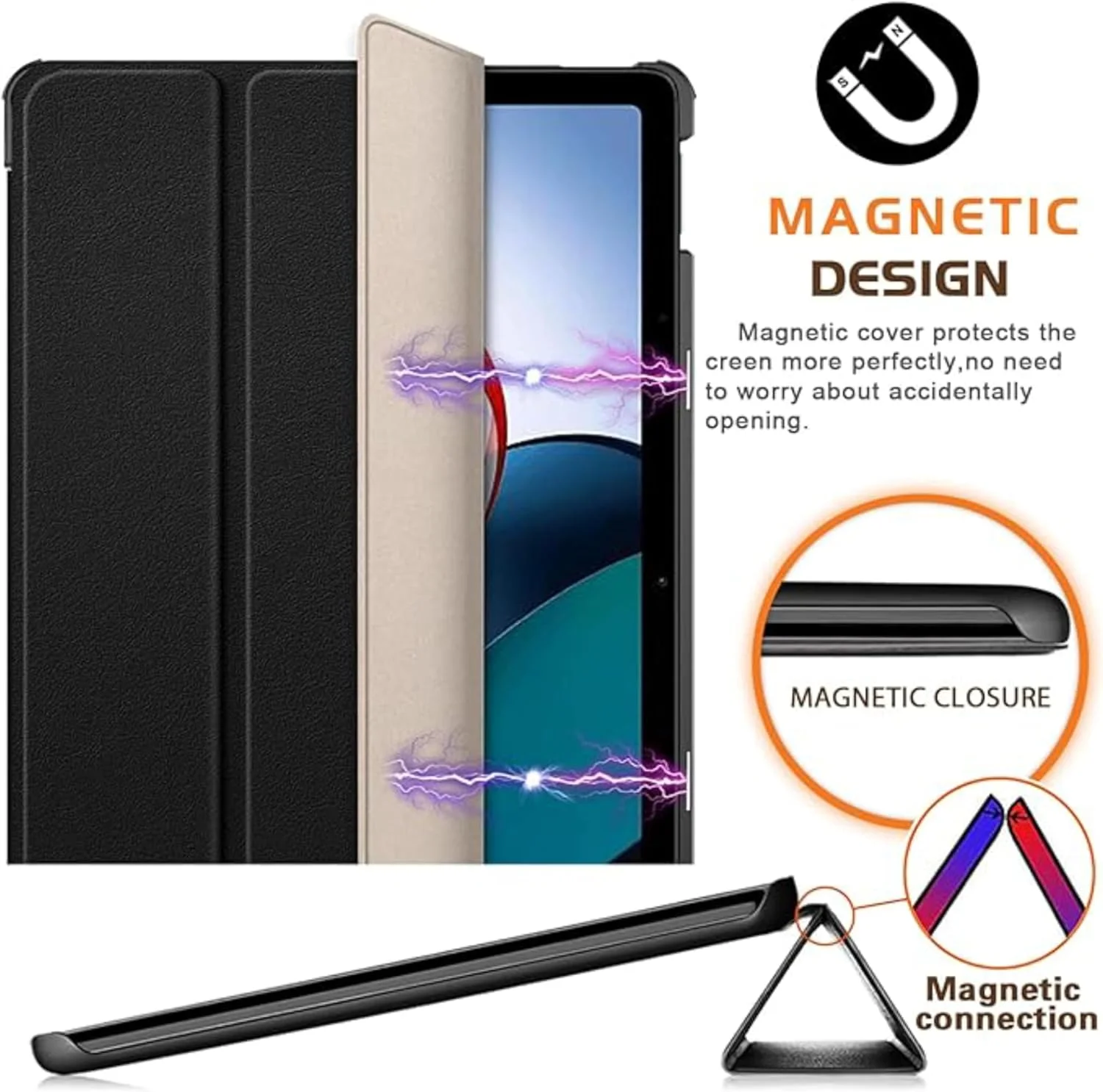 کاور نسلین برای شیائومی Redmi Pad SE 11 اینچ، کاور محافظ باریک و سخت با قابلیت استند و عملکرد خواب/بیدار خودکار برای ردمی پد اس ای 11 2023 (مشکی)