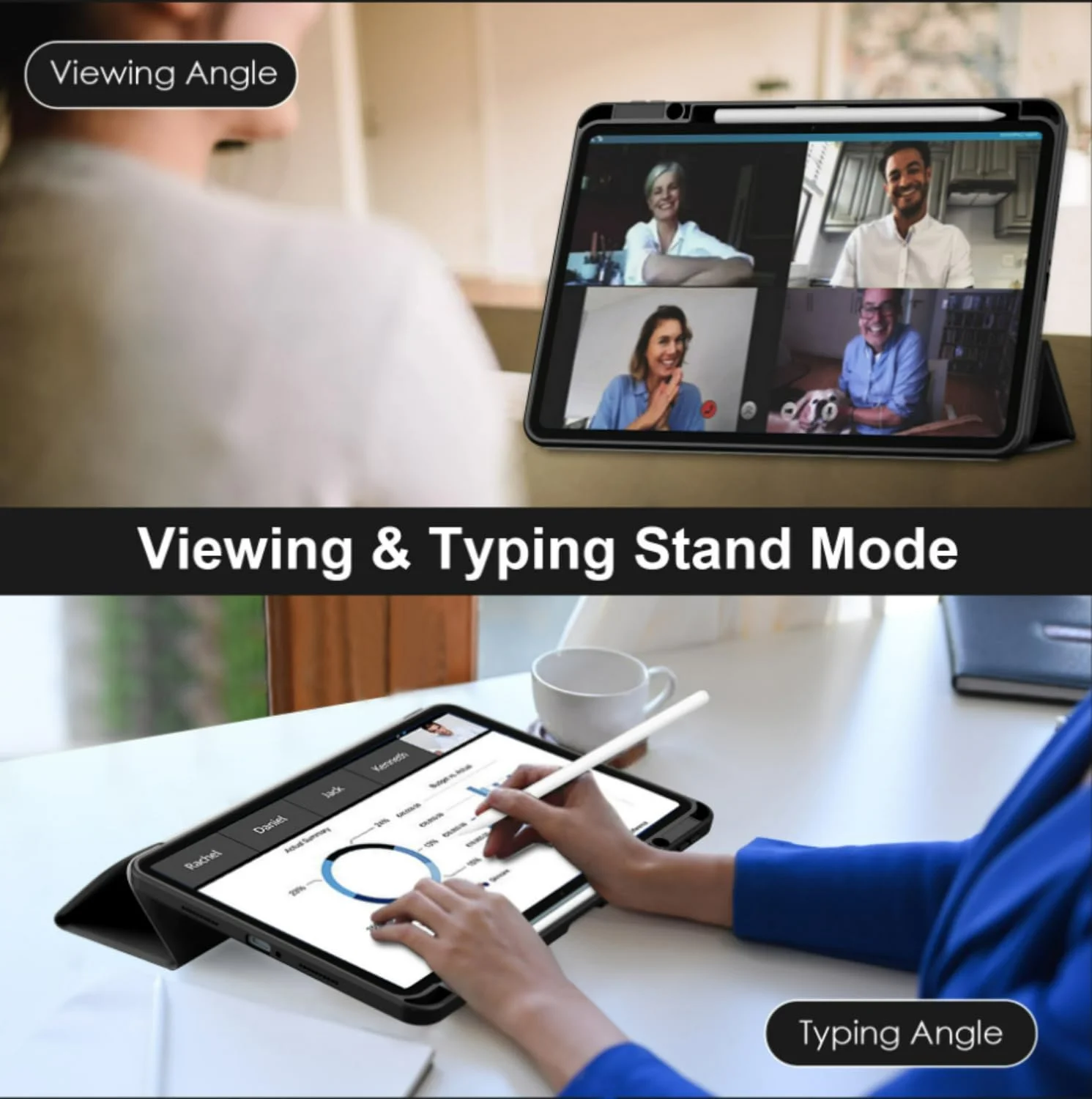 کیف محافظ تبلت شیائومی پد 6 مدل SKEIDO، کاور هوشمند Mi Pad 6 با جای قلم، مناسب برای شیائومی پد 6 پرو 11 اینچی، کاور شفاف PU