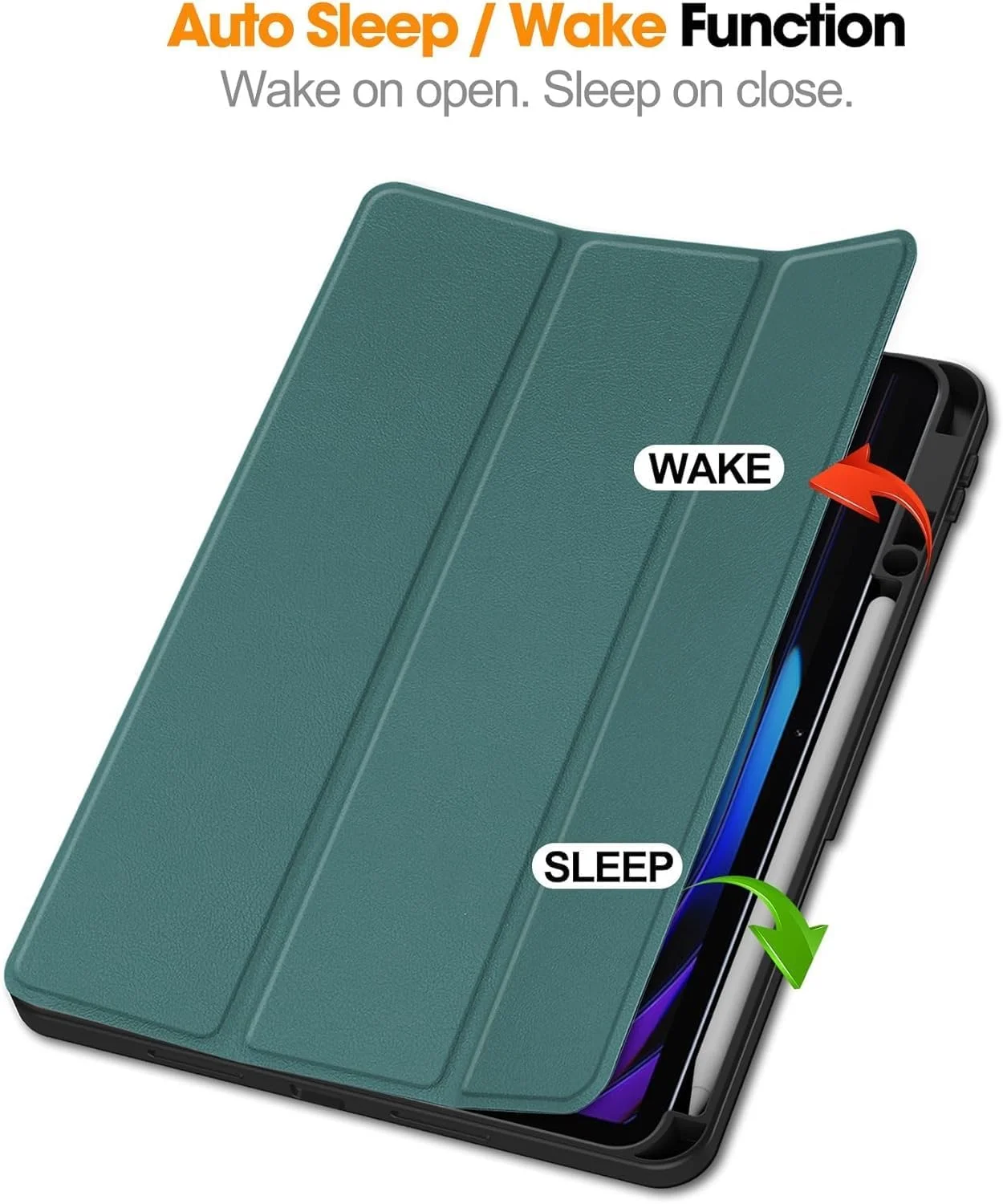 کاور تبلت شیائومی پد 7 / شیائومی پد 7 پرو 11.2 اینچی 2024، کاور سبک وزن سه تایی تاشو TPU نرم با استند هوشمند و جای قلم برای شیائومی پد 7 / می پد 7 پرو 11.2 اینچی 2024 (سبز)